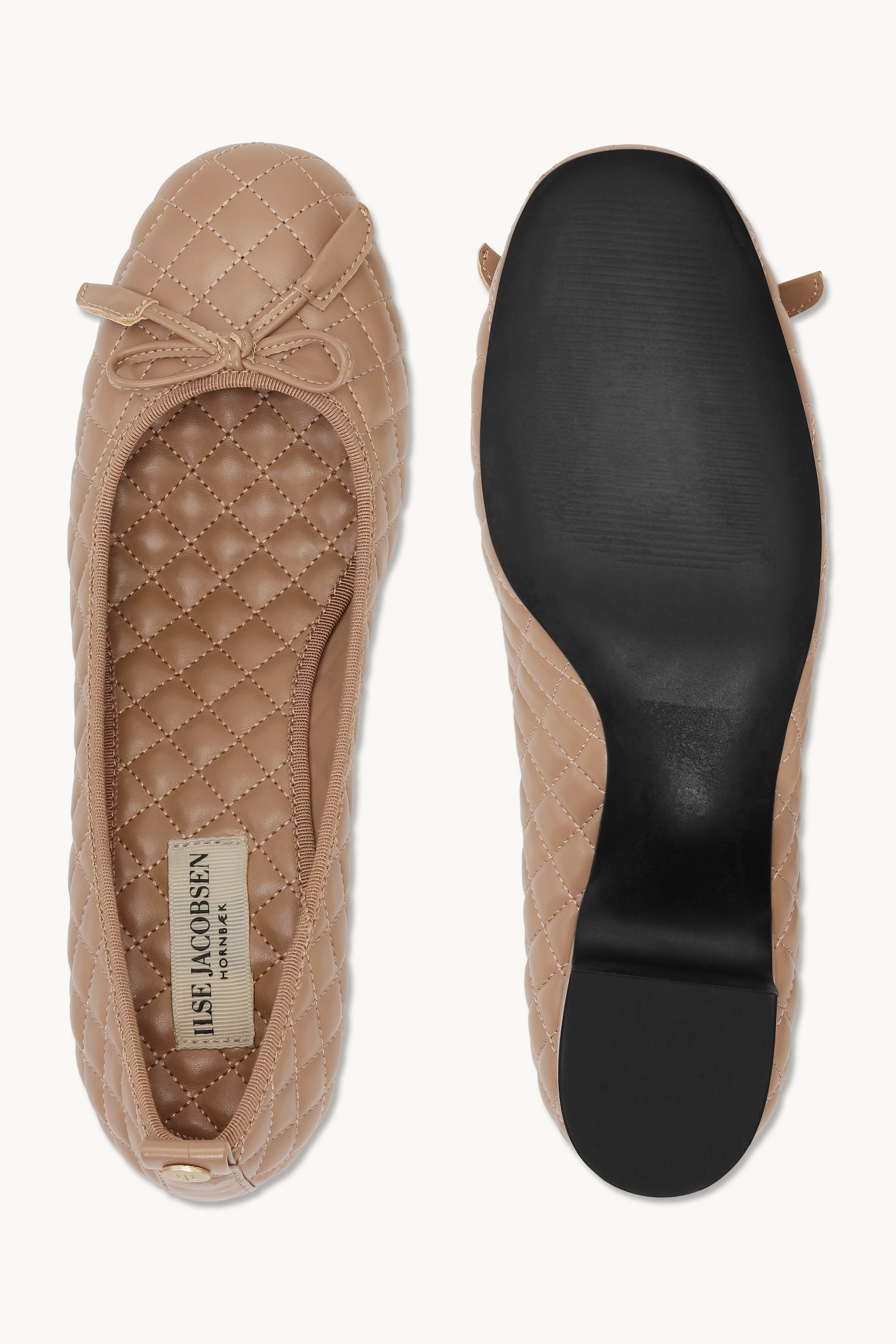 Quilted Ballerina with Heel - Clay Black