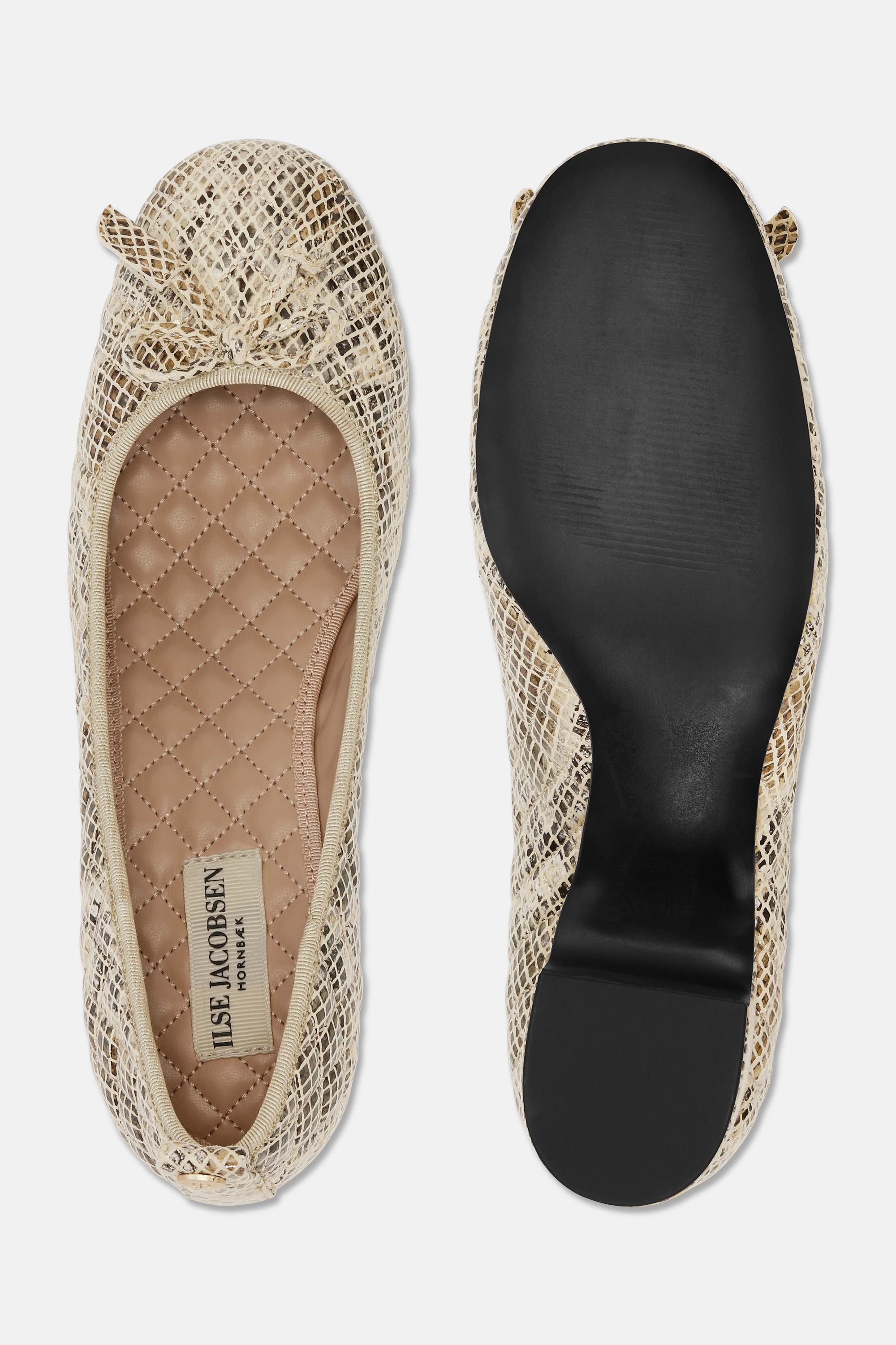 Quilted Ballerina with Heel - Latte Black