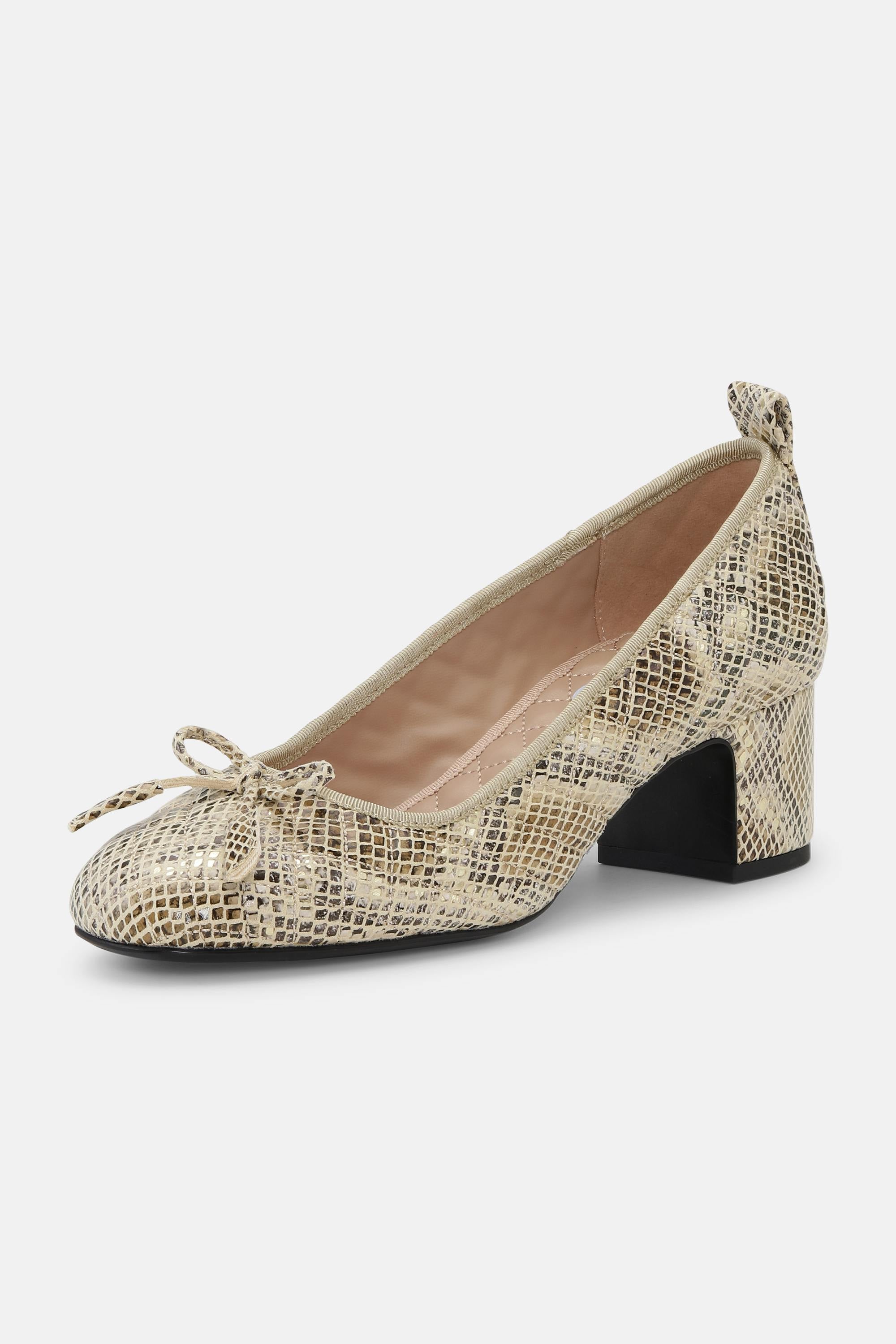 Quilted Ballerina with Heel - Latte Black