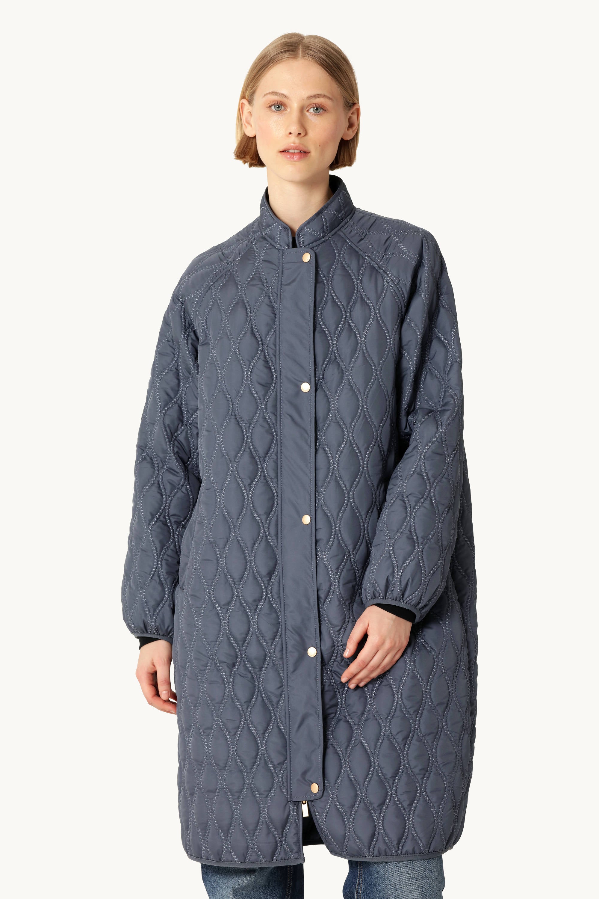Long Quilt Jacket - Ombre Blue