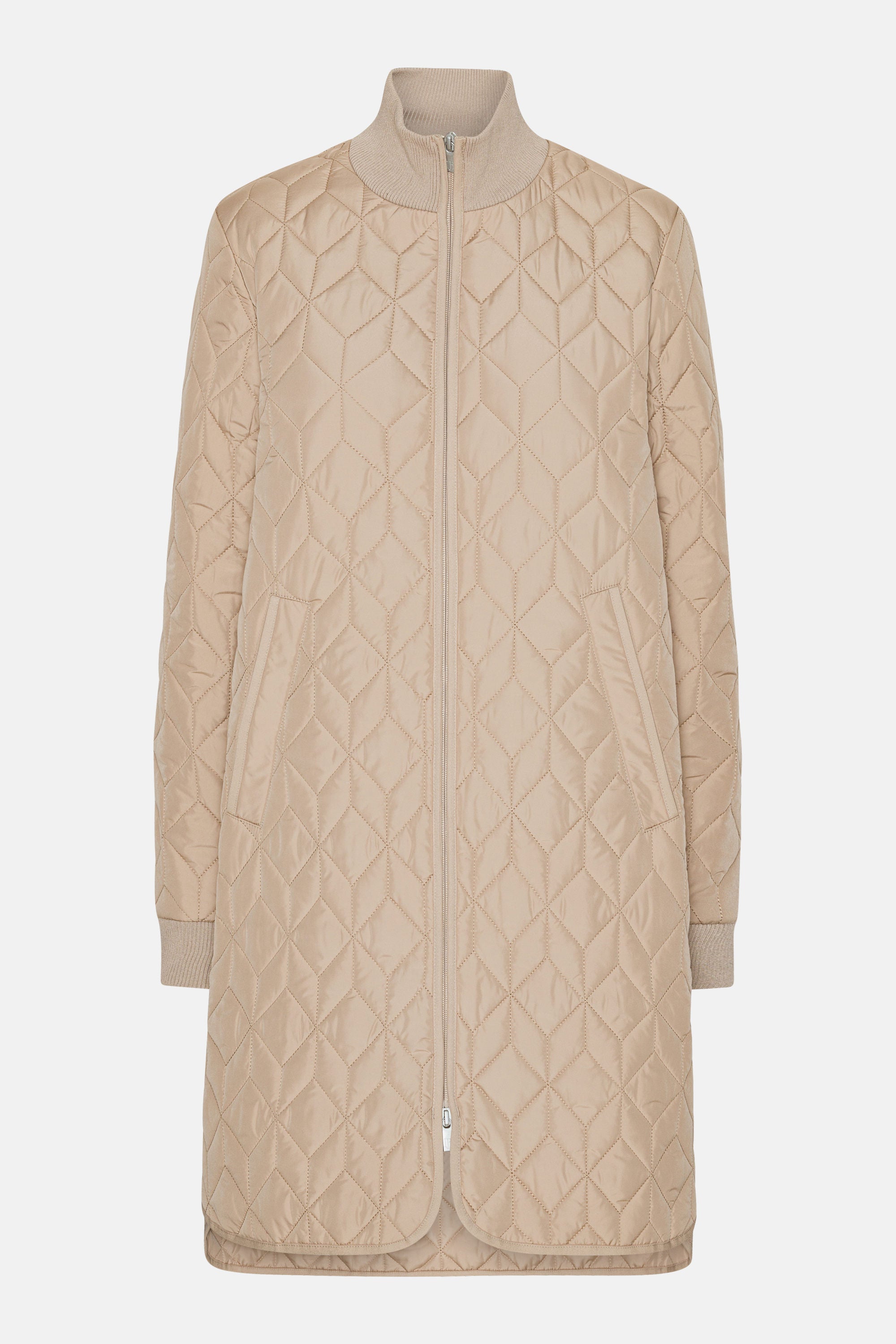 Long Padded Quilt Jacket - Wheat