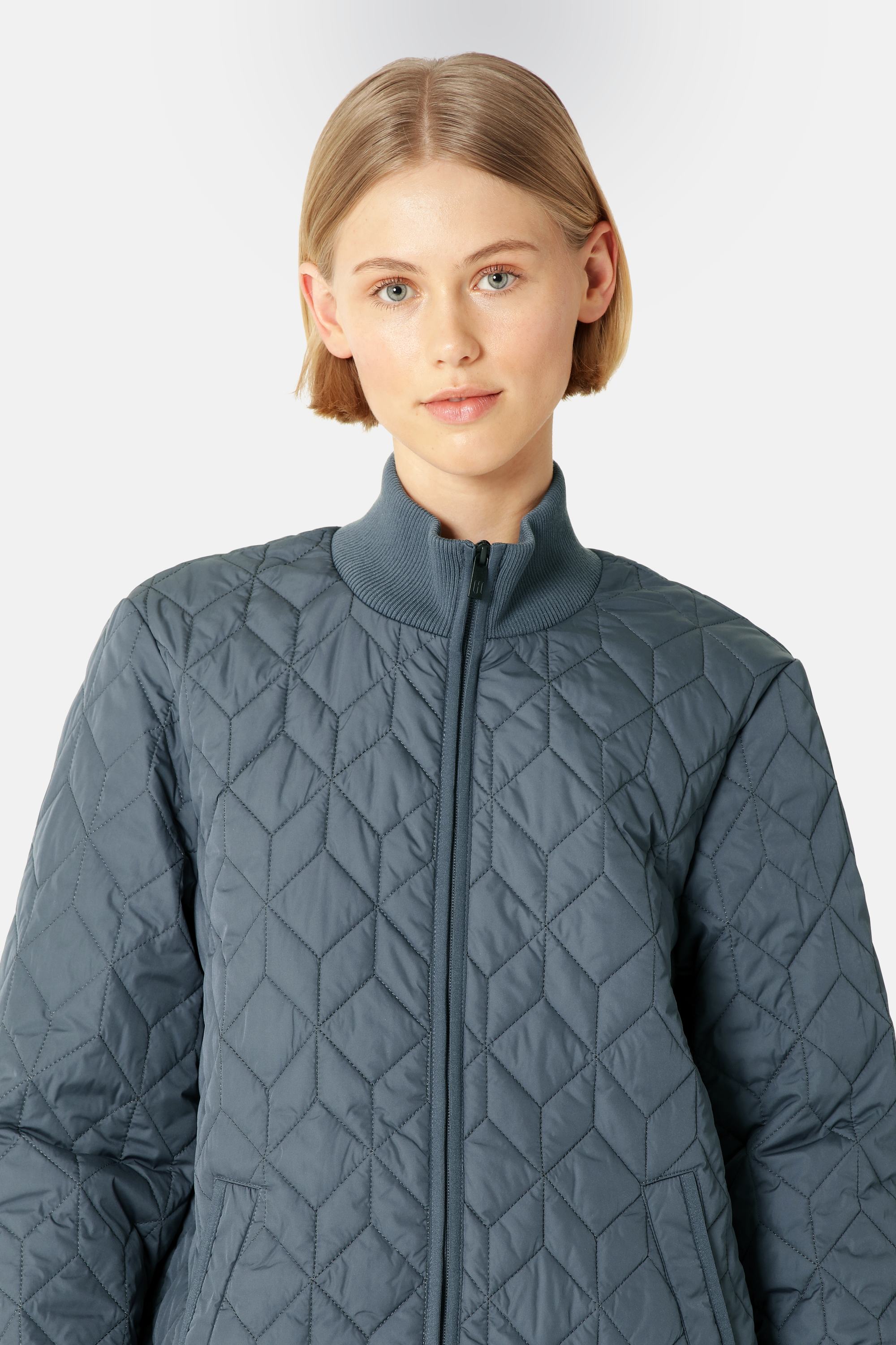 Long Padded Quilt Jacket - Ombre Blue
