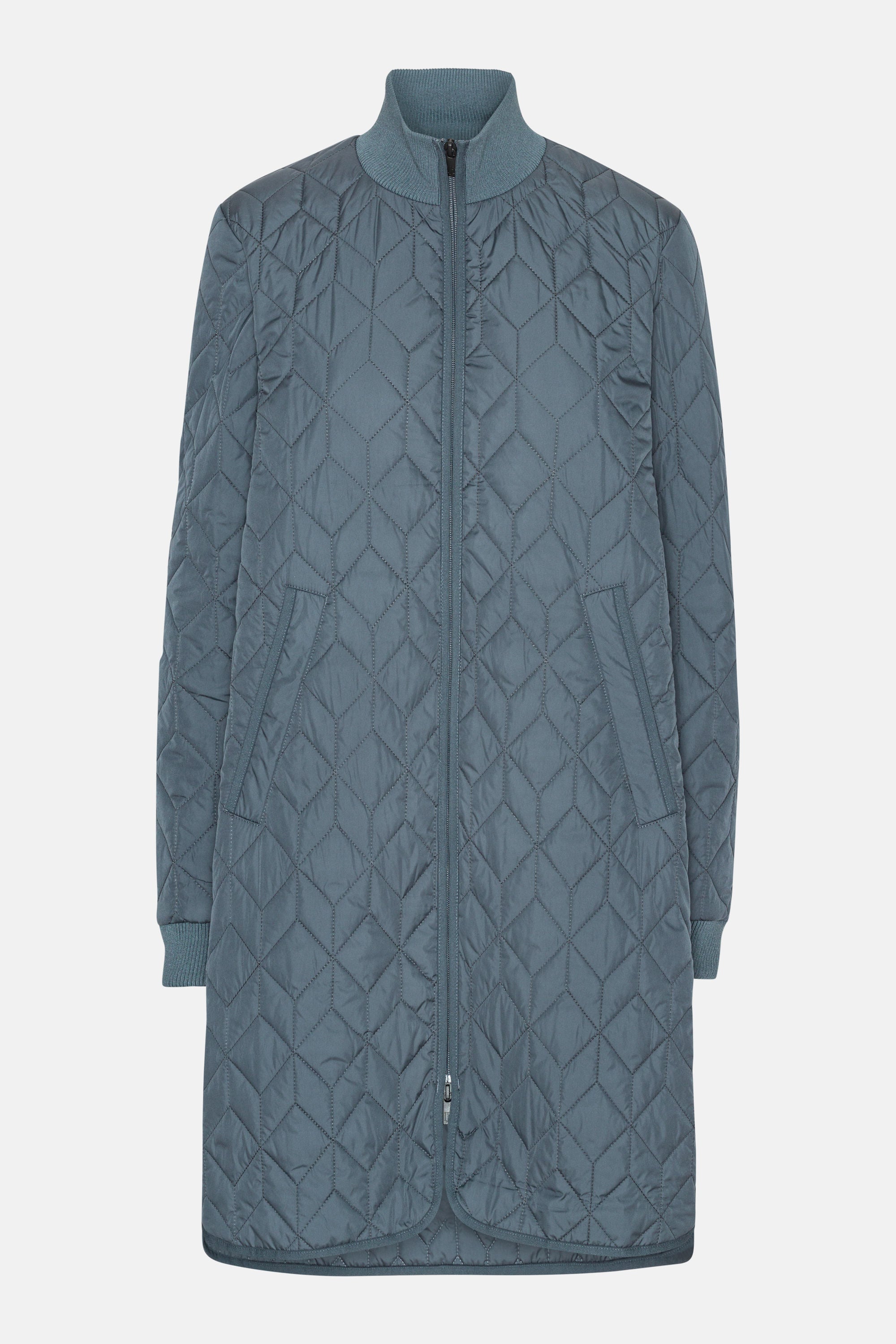 Long Padded Quilt Jacket - Ombre Blue