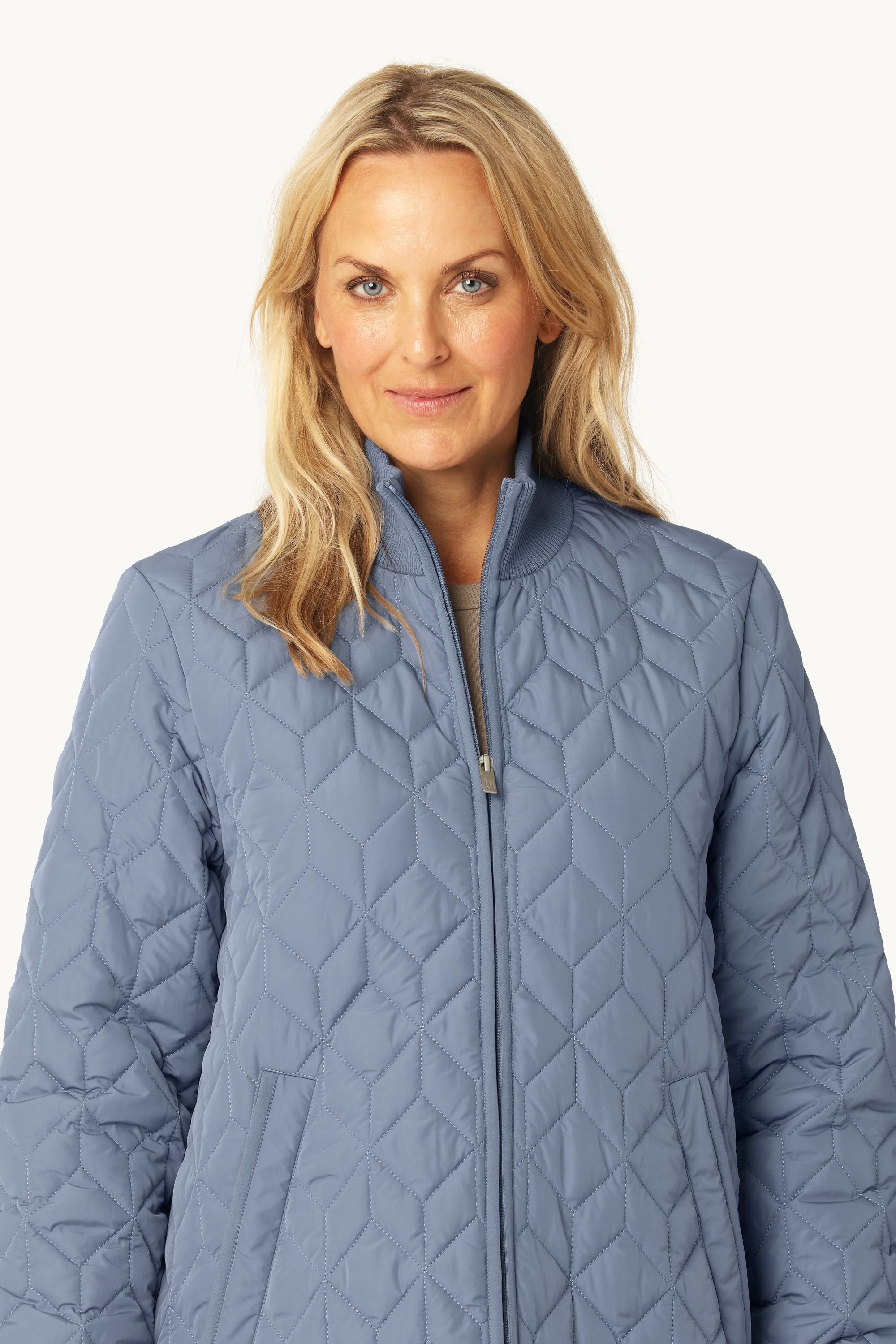 Chaqueta Larga Acolchada - Grey Blue