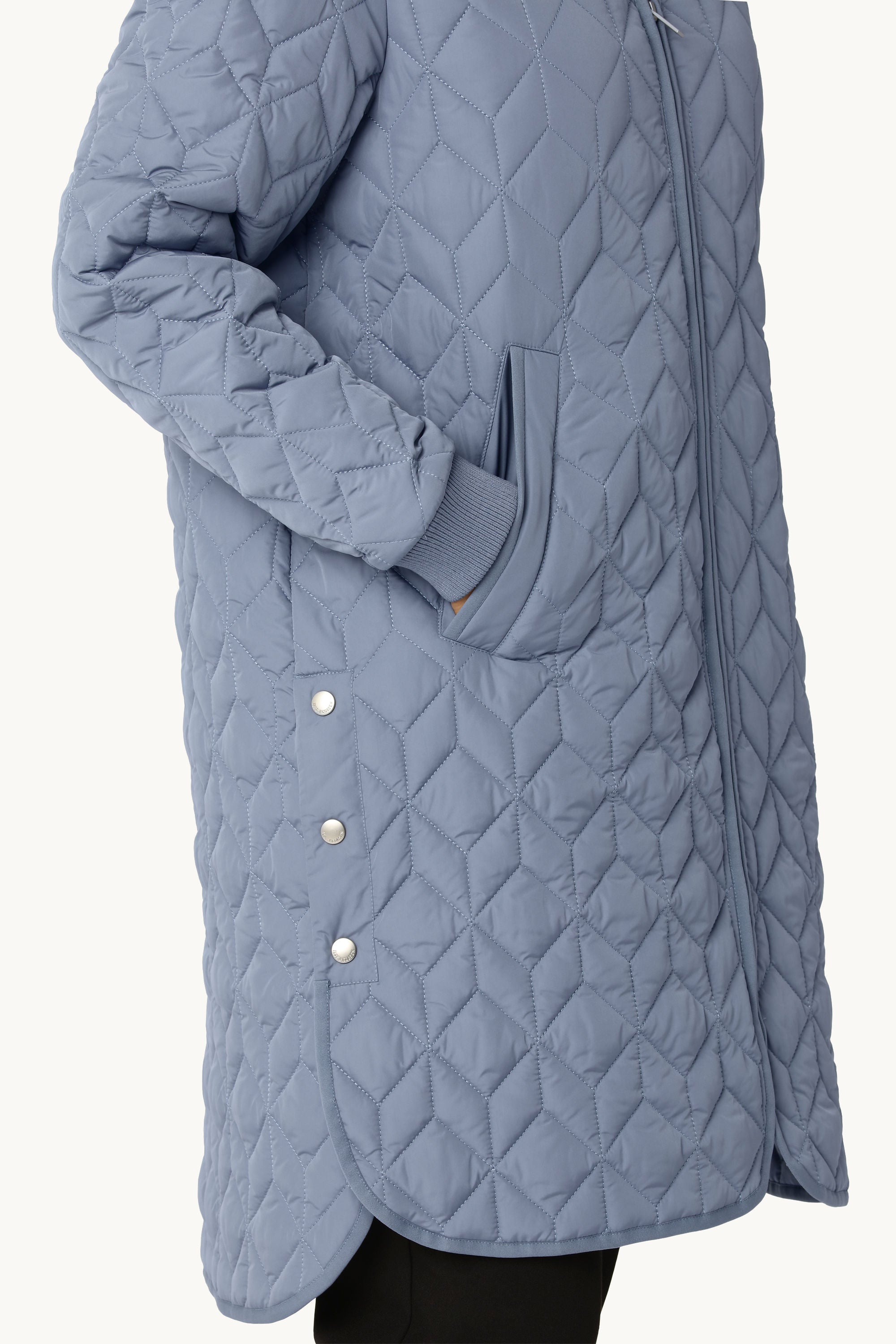 Chaqueta Larga Acolchada - Grey Blue