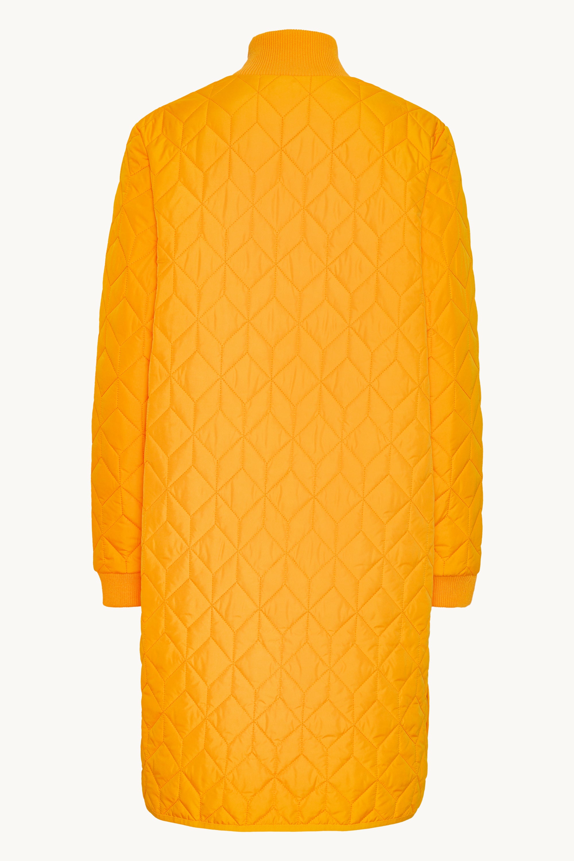 Long Padded Quilt Jacket - Flame Orange