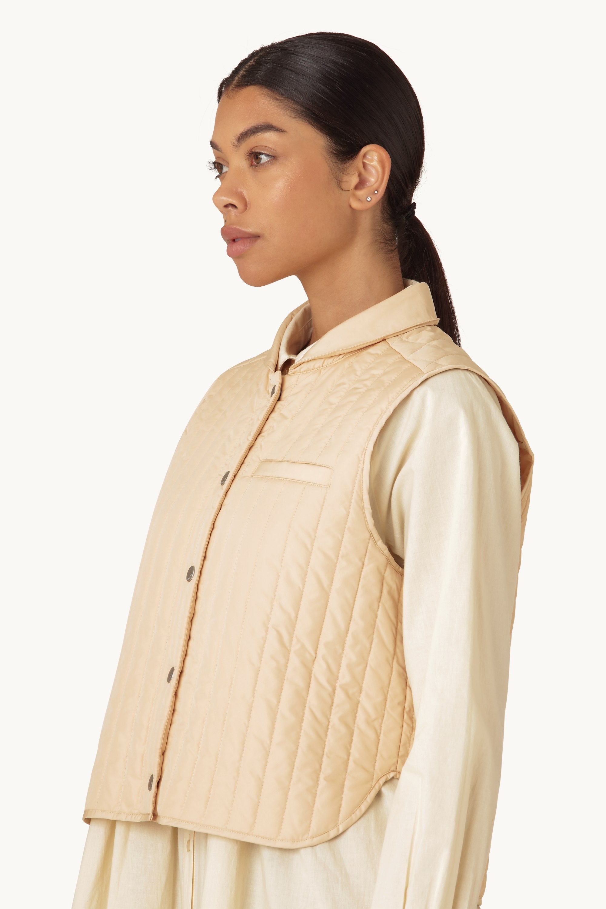 Quilt Vest - Beige