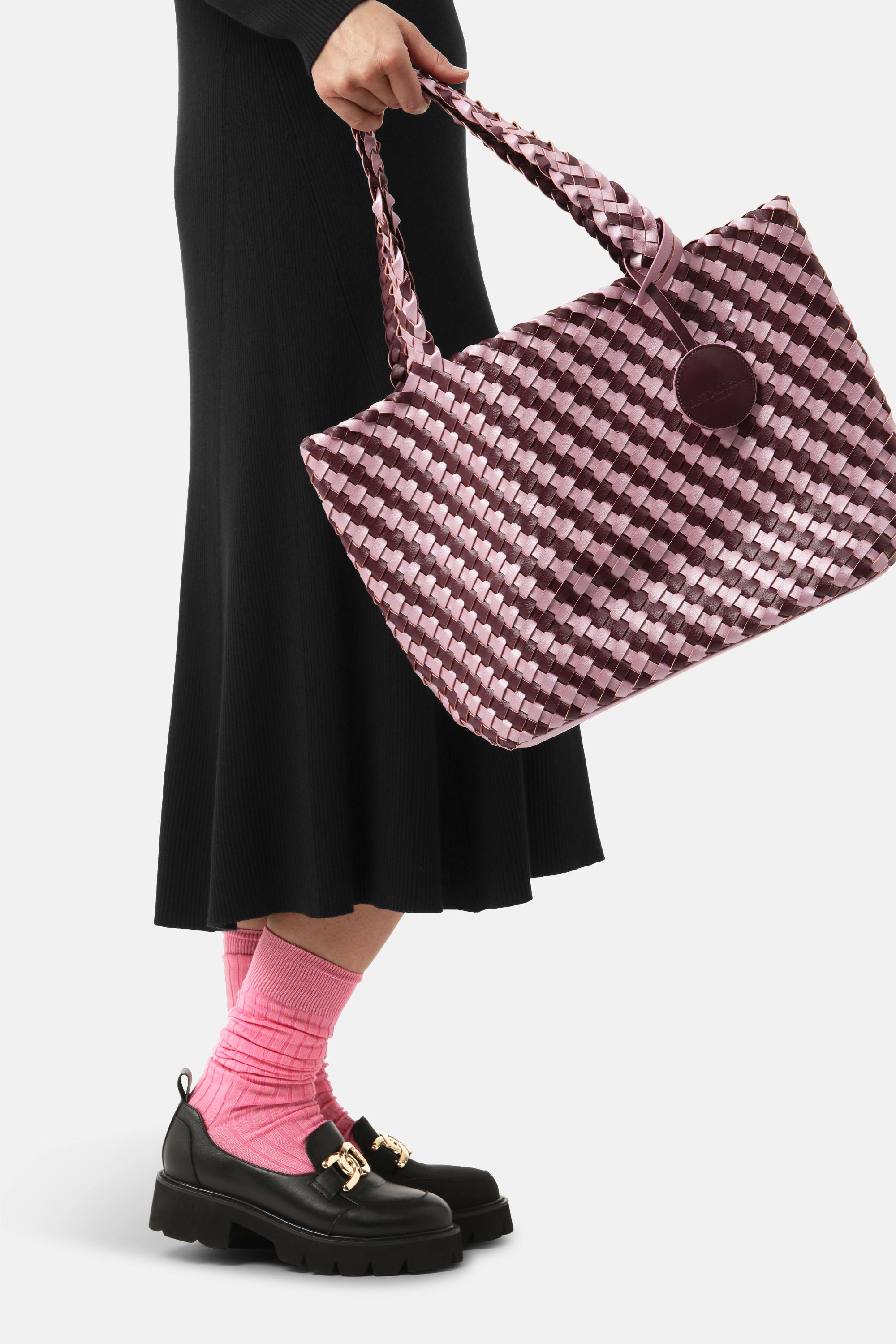 Tote Bag Trenzado - Maroon Banner Rosy Pink