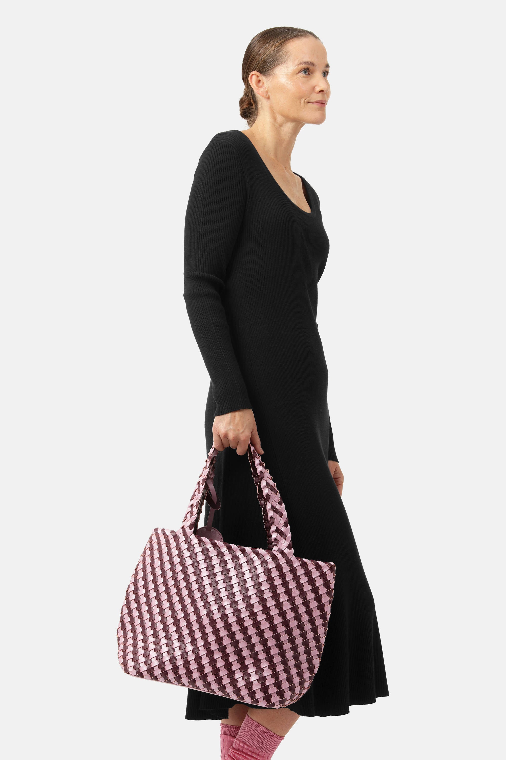 Tote Bag Trenzado - Maroon Banner Rosy Pink