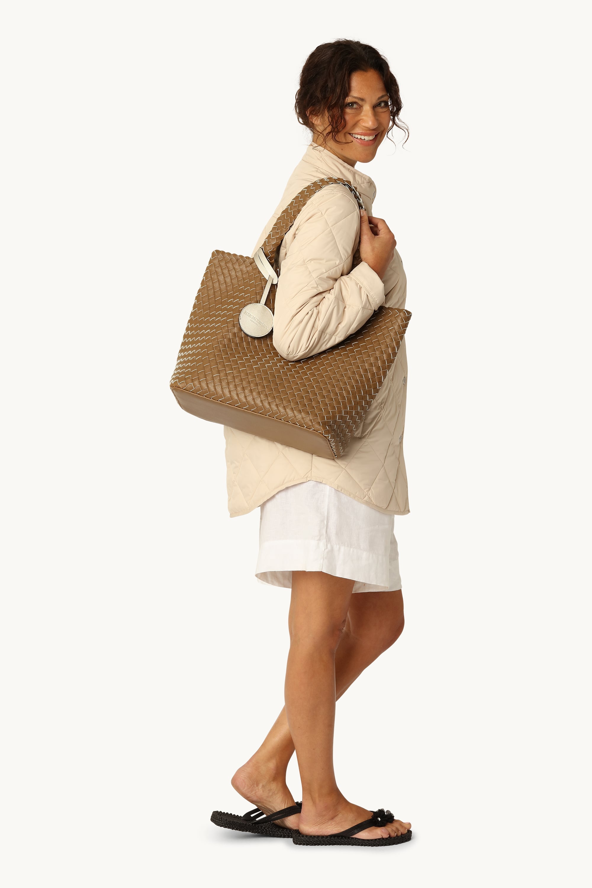 Tote Bag Trenzado - Goldy Sand Dollar Metallic