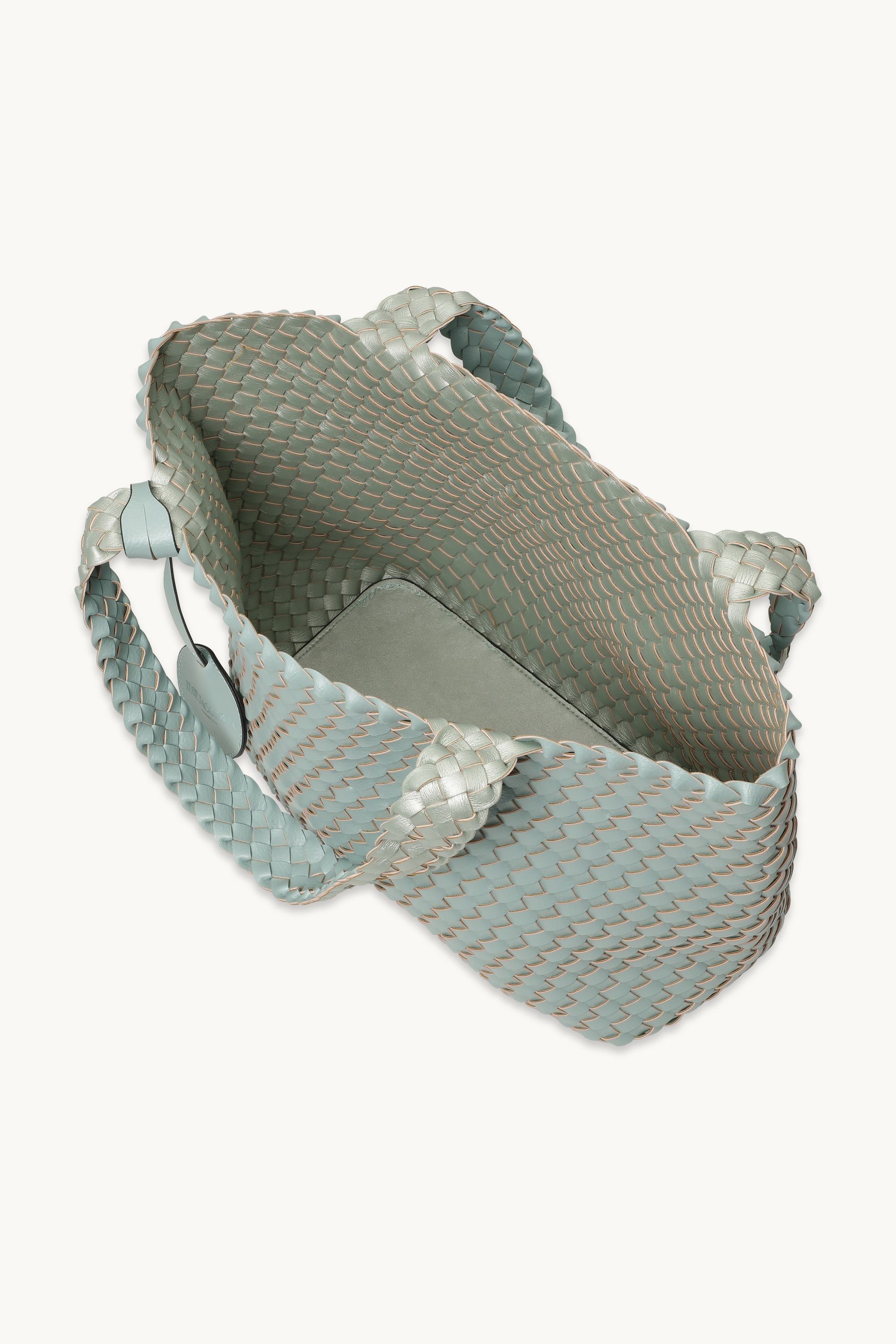 Tote Bag Trenzado - Beach Glass Metallic Mint