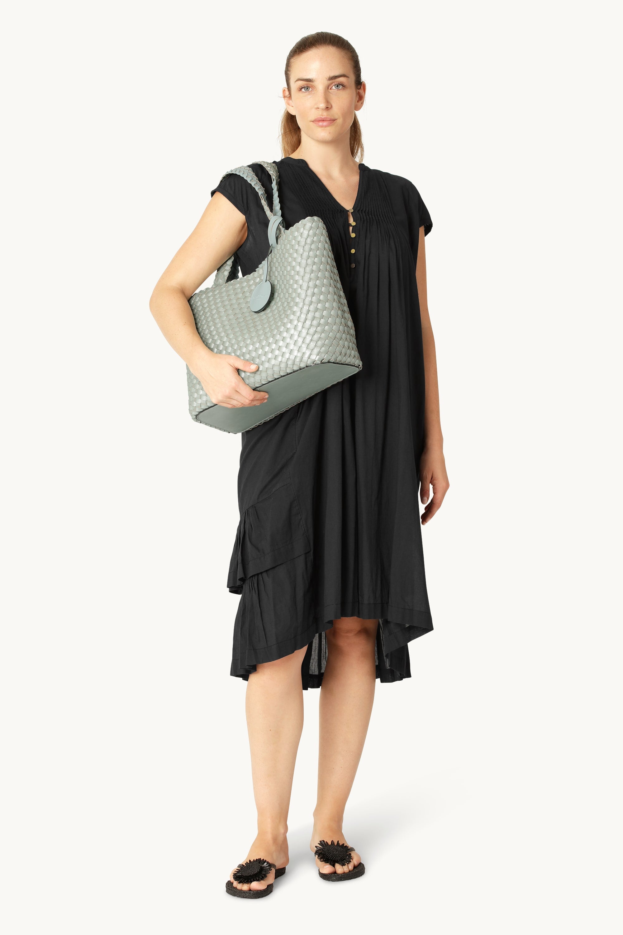 Tote Bag Trenzado - Beach Glass Metallic Mint