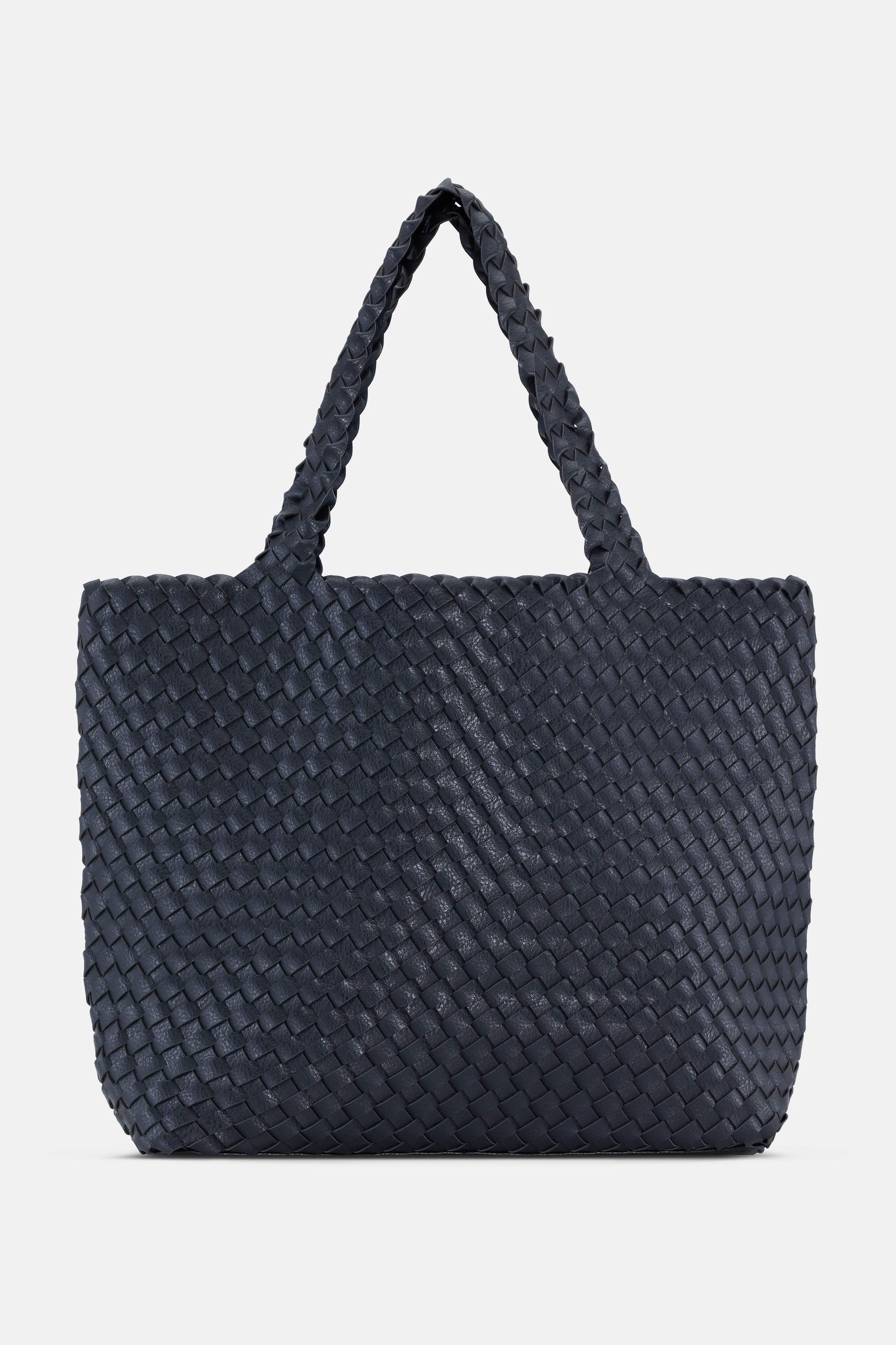 Tote Bag Braided - Navy Metallic Blue