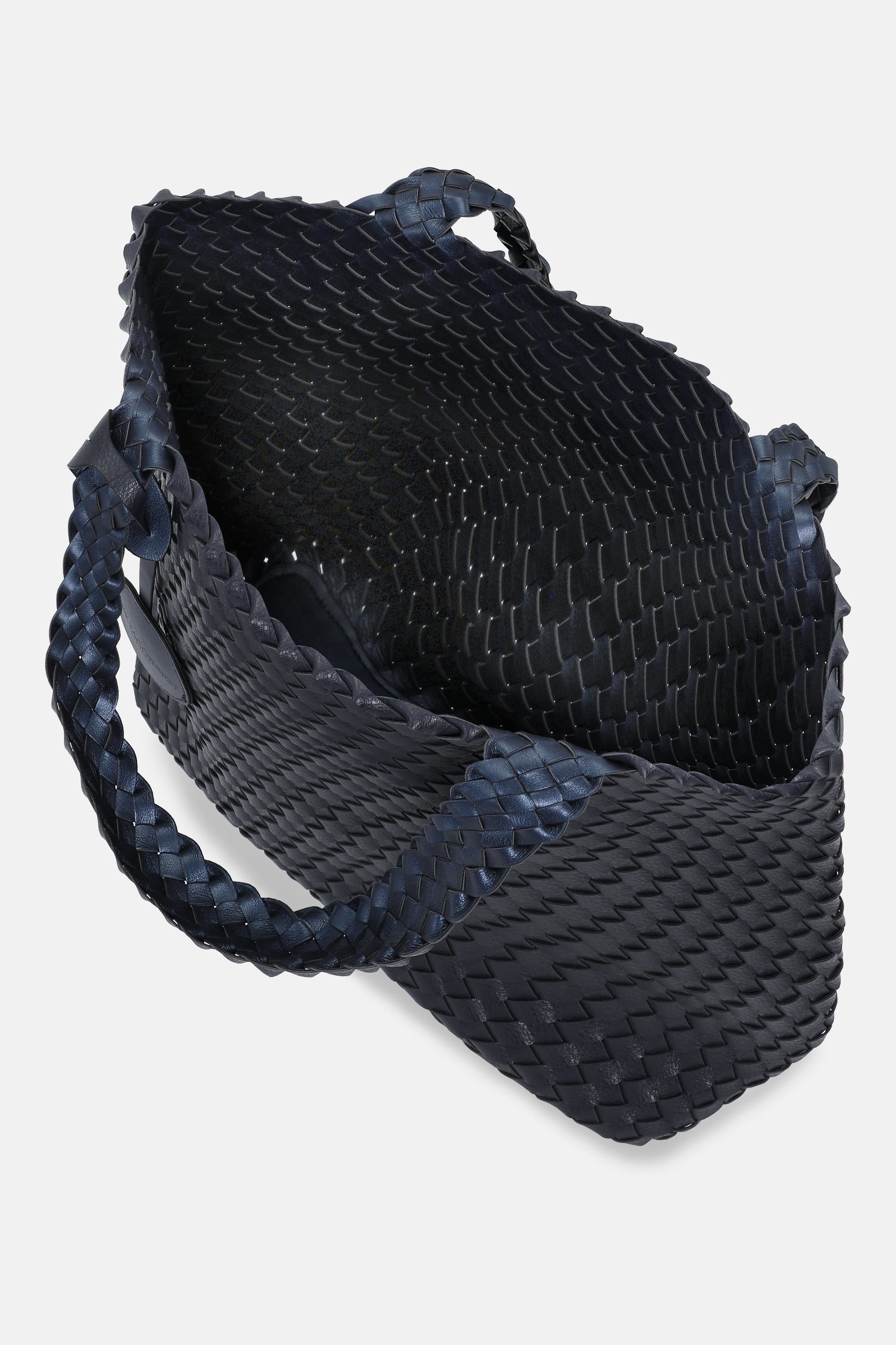 Tote Bag Braided - Navy Metallic Blue