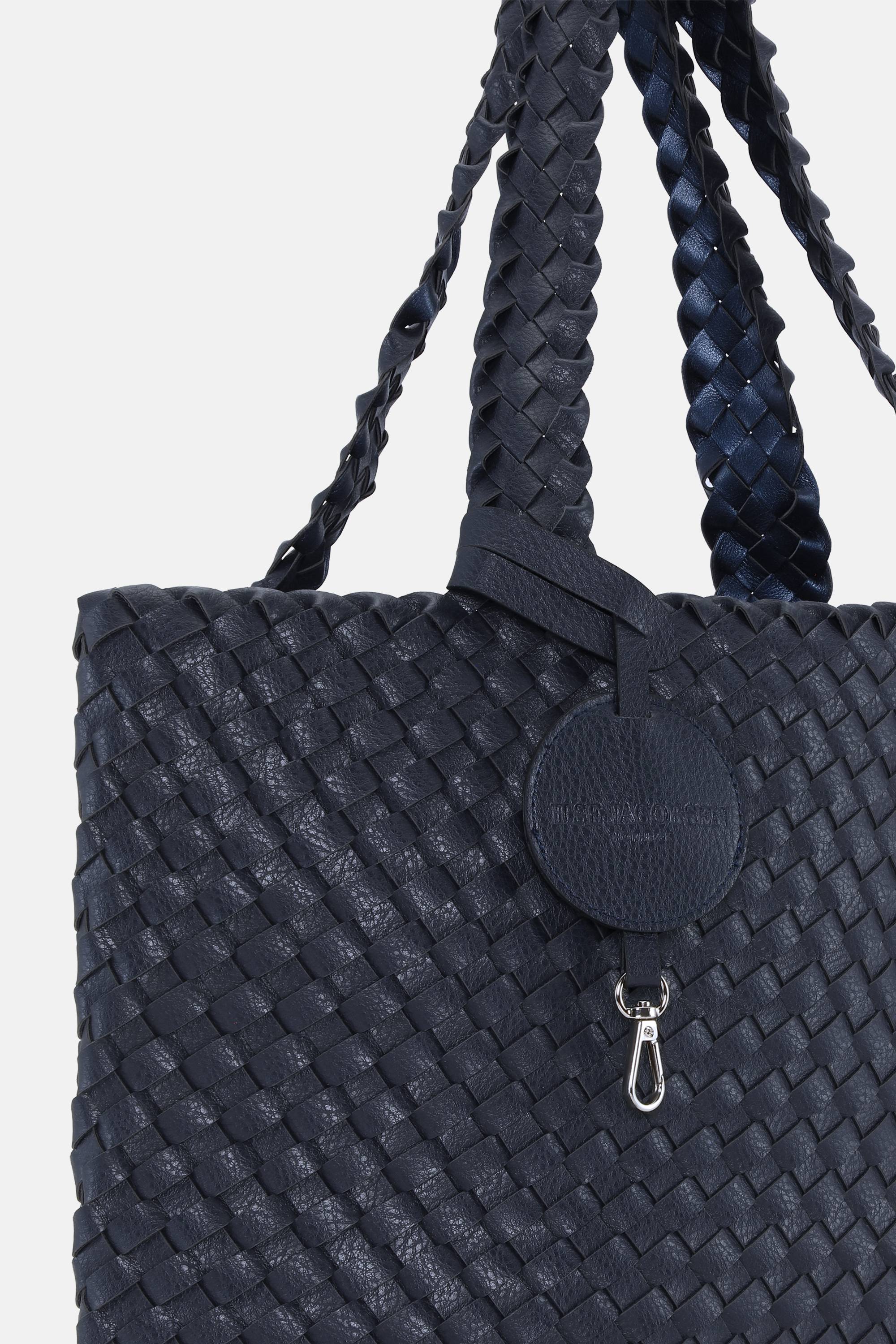 Tote Bag Braided - Navy Metallic Blue