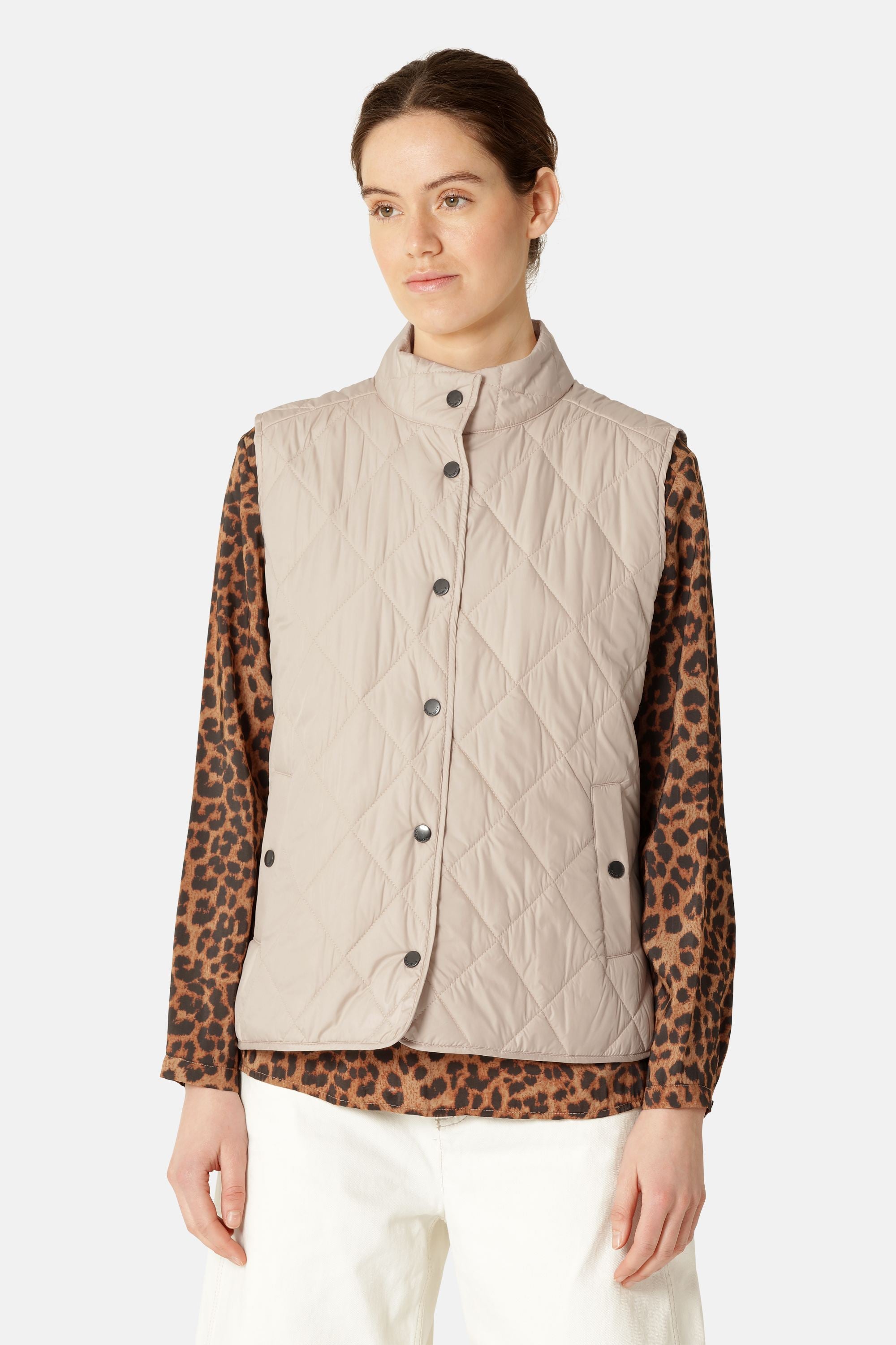 Quilted Short Vest - Light camel