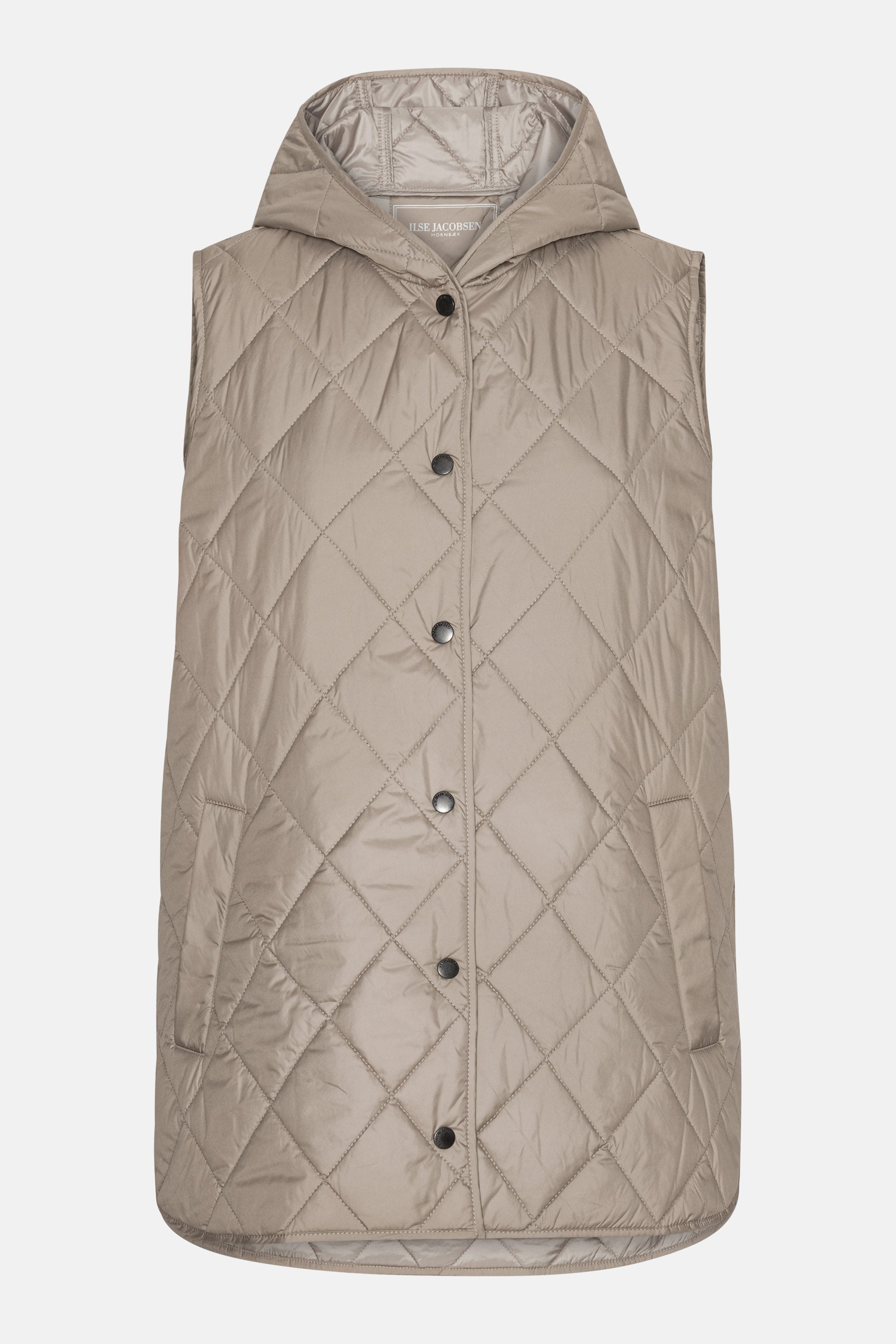Quilted Long Vest - Greige