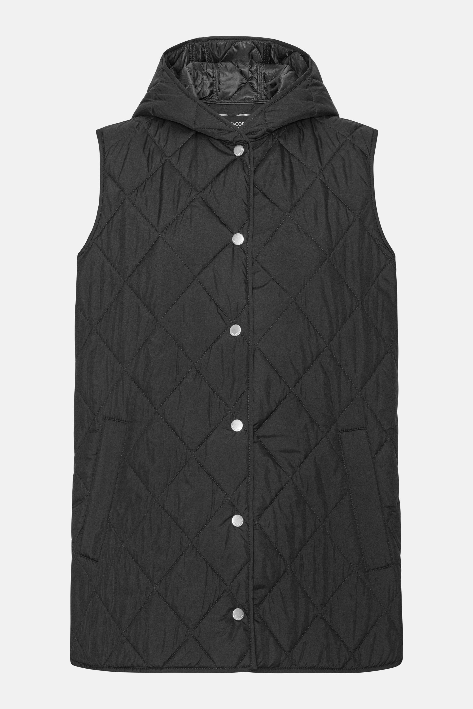 Quilted Long Vest - Dark Indigo