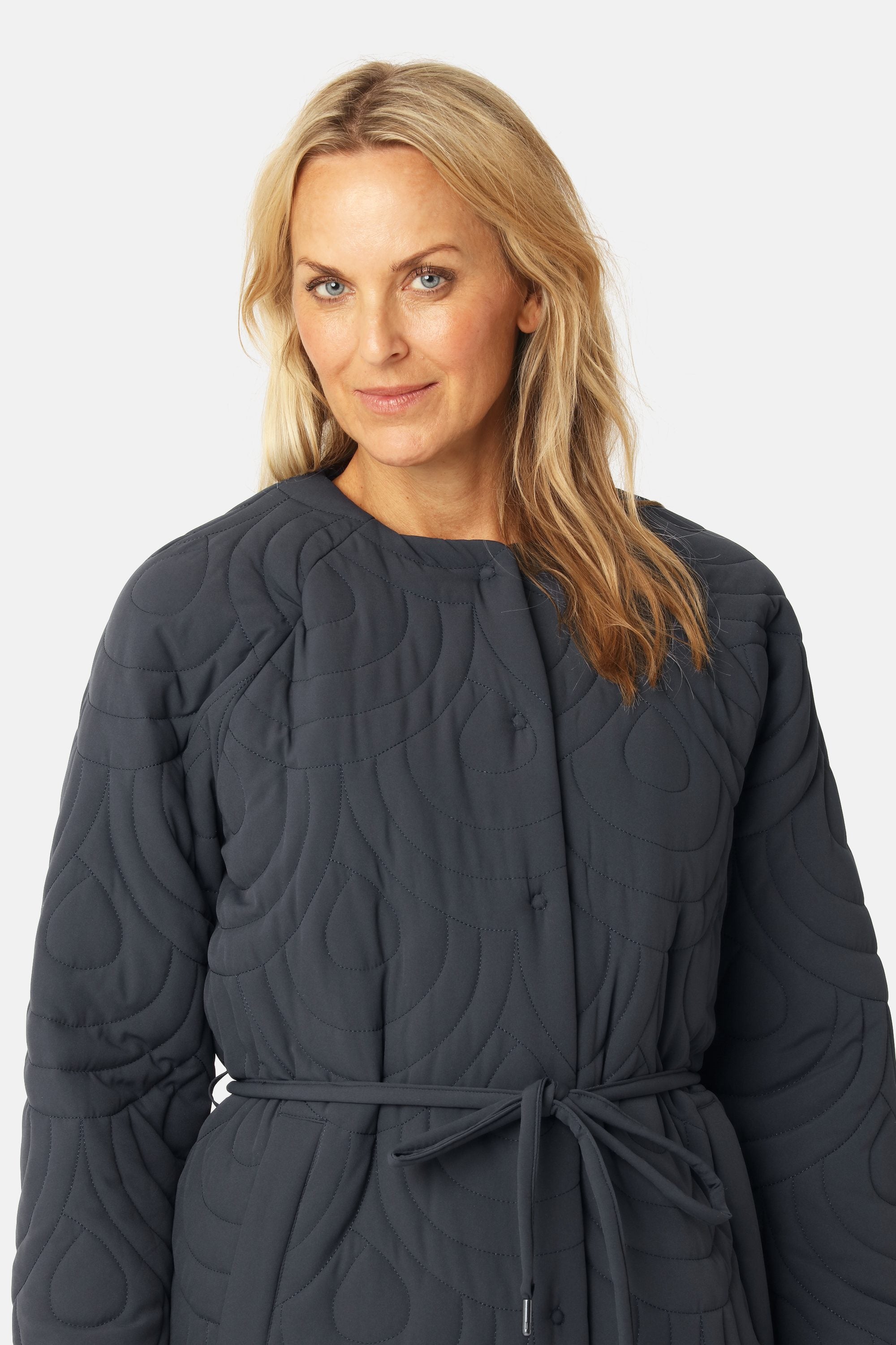 Long Quilted Jacket - Dark Indigo