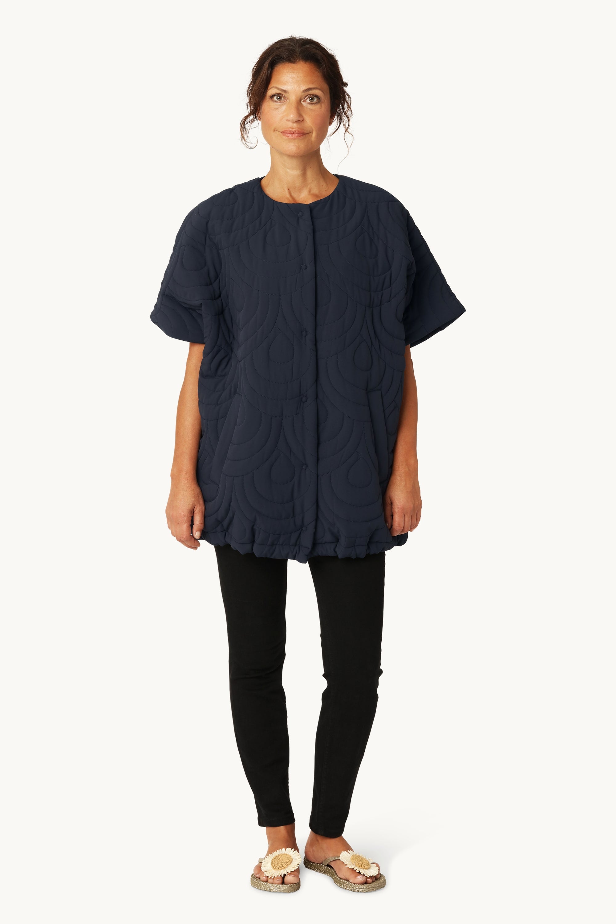 Short Quilted Cape - Dark Indigo