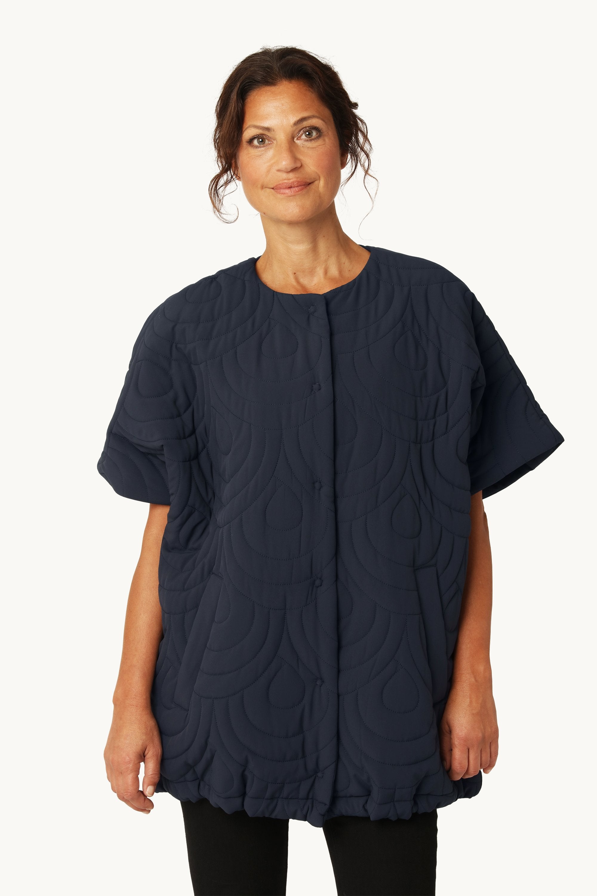 Short Quilted Cape - Dark Indigo