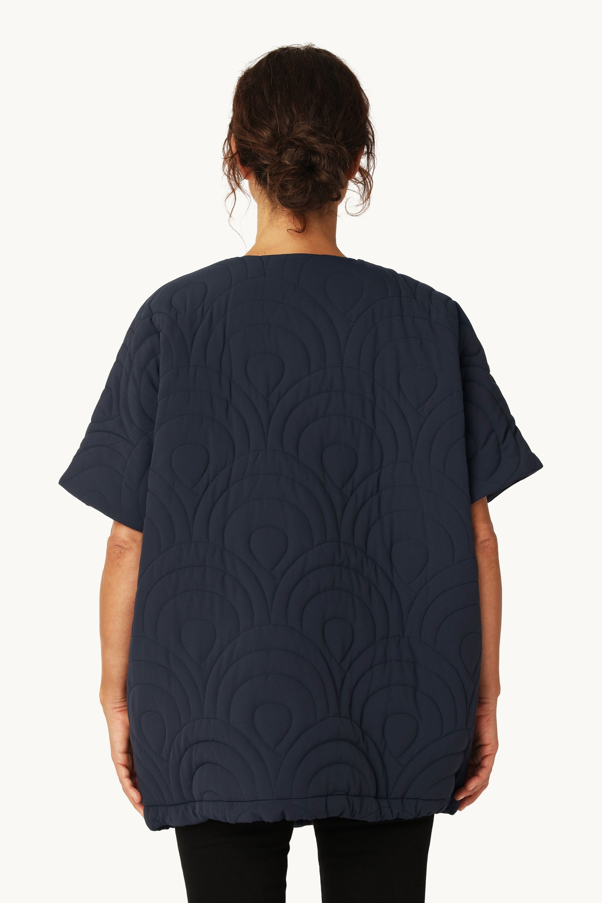 Short Quilted Cape - Dark Indigo