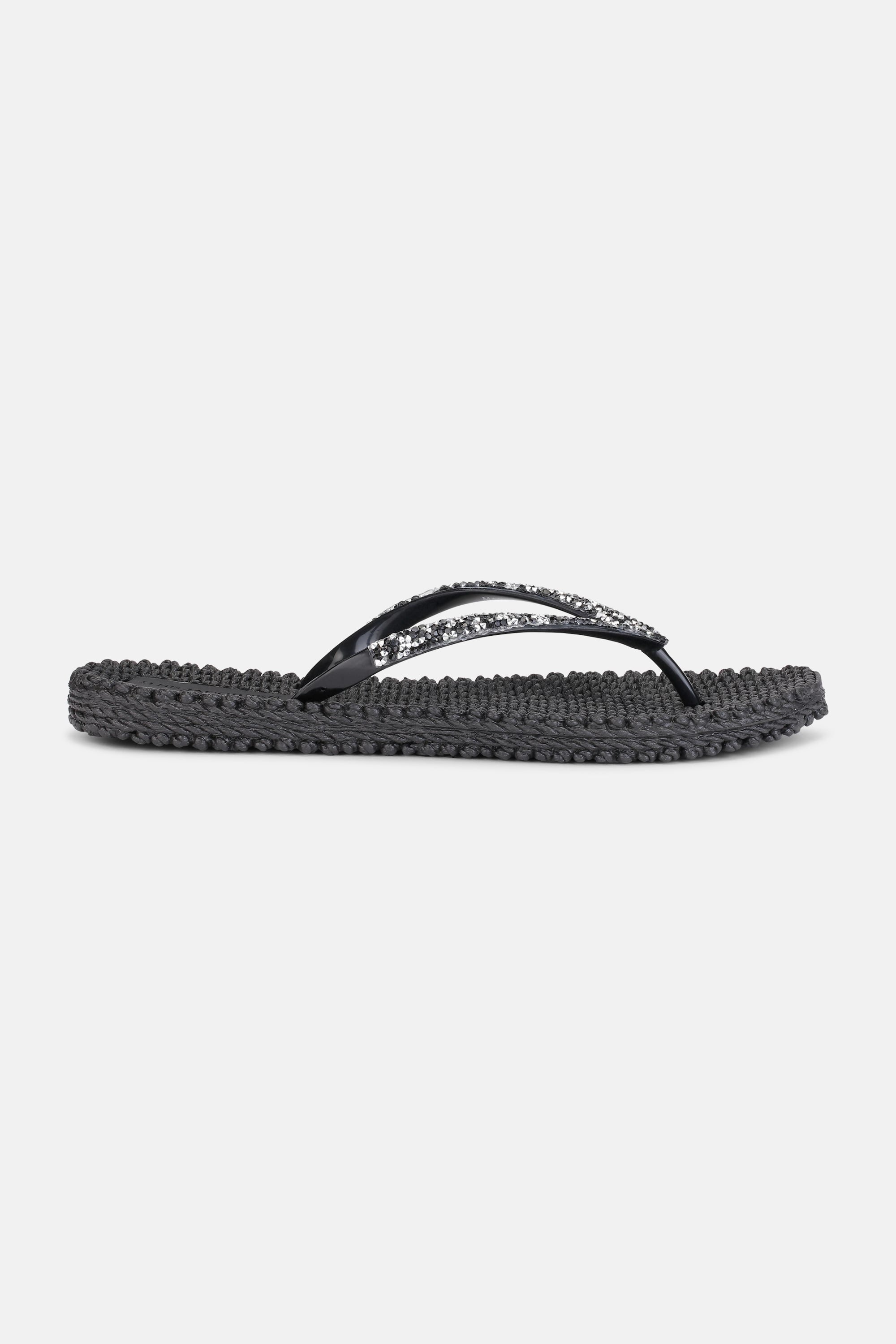Flip Flops With Rhinestones - Black