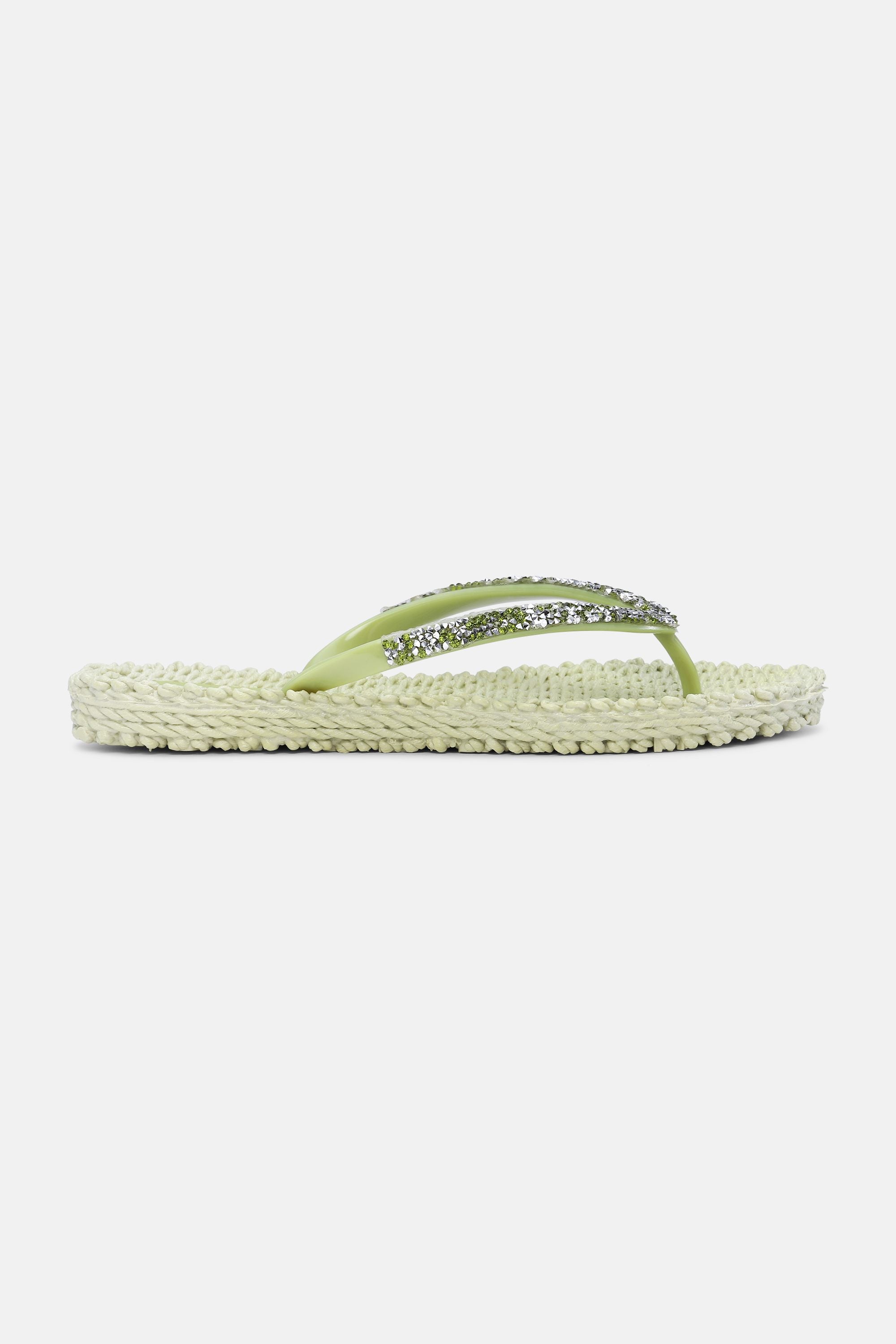 Flip Flops With Rhinestones - Moss