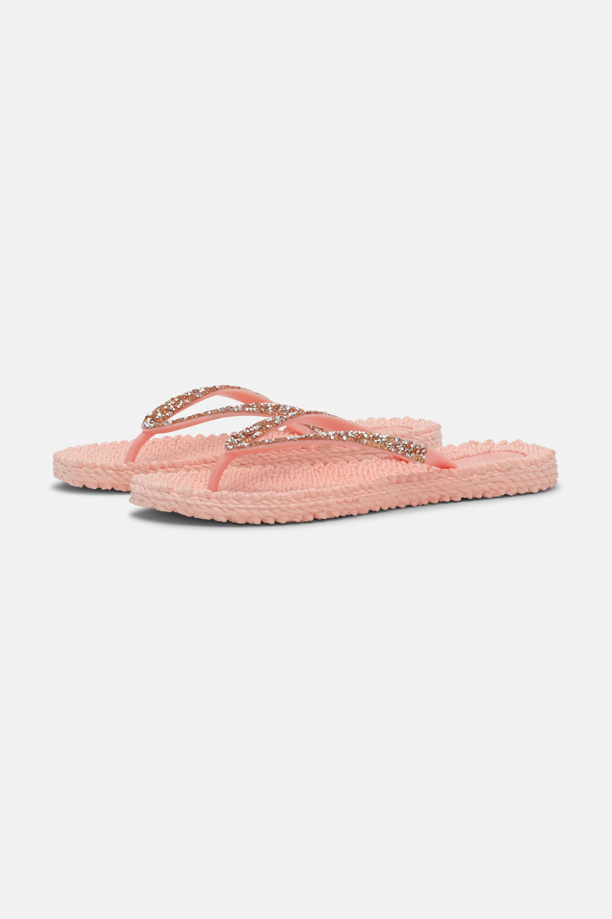 Flip Flops With Rhinestones - Soft Coral