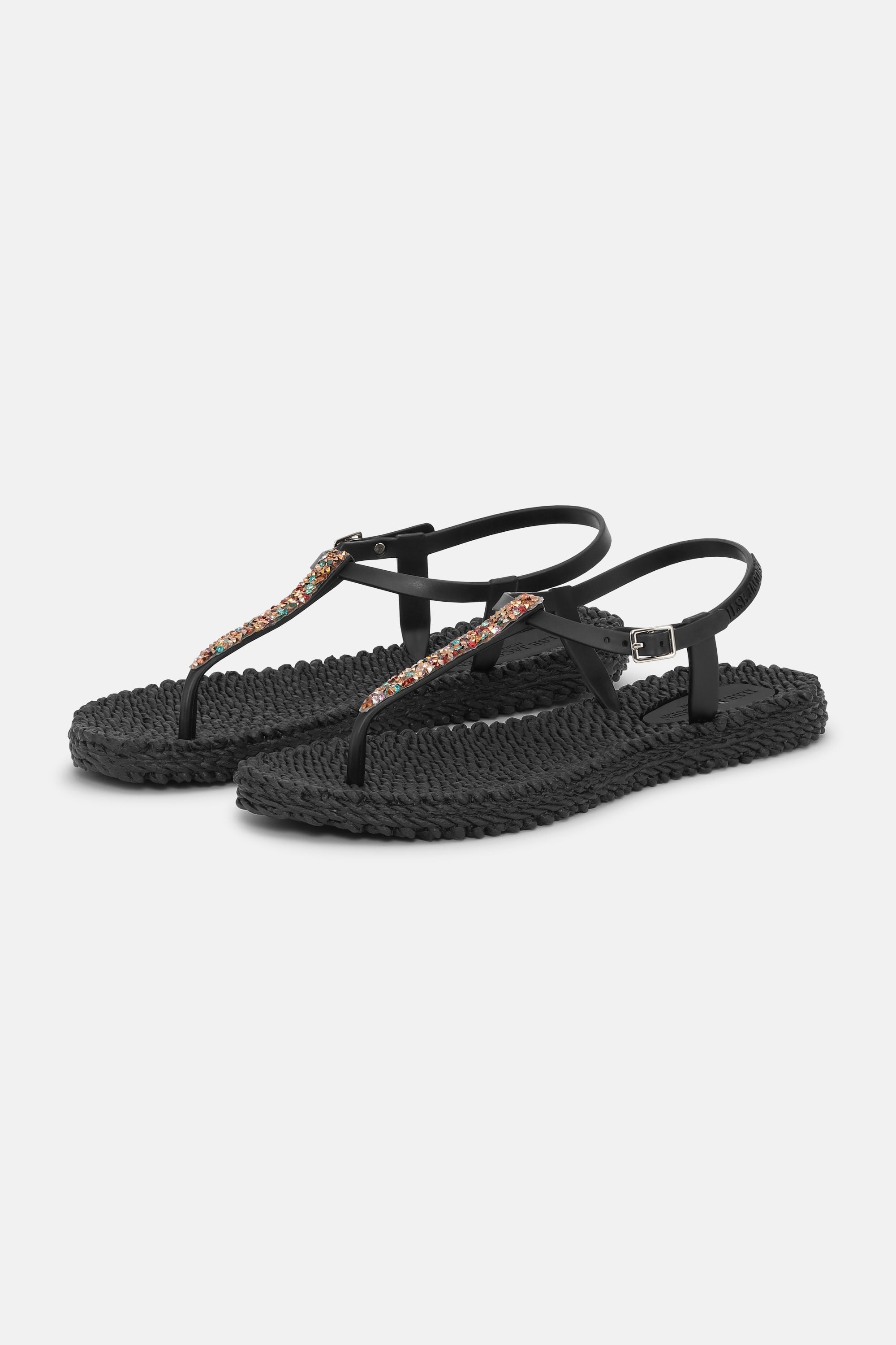 Flip Flops with Rhinestones - Black
