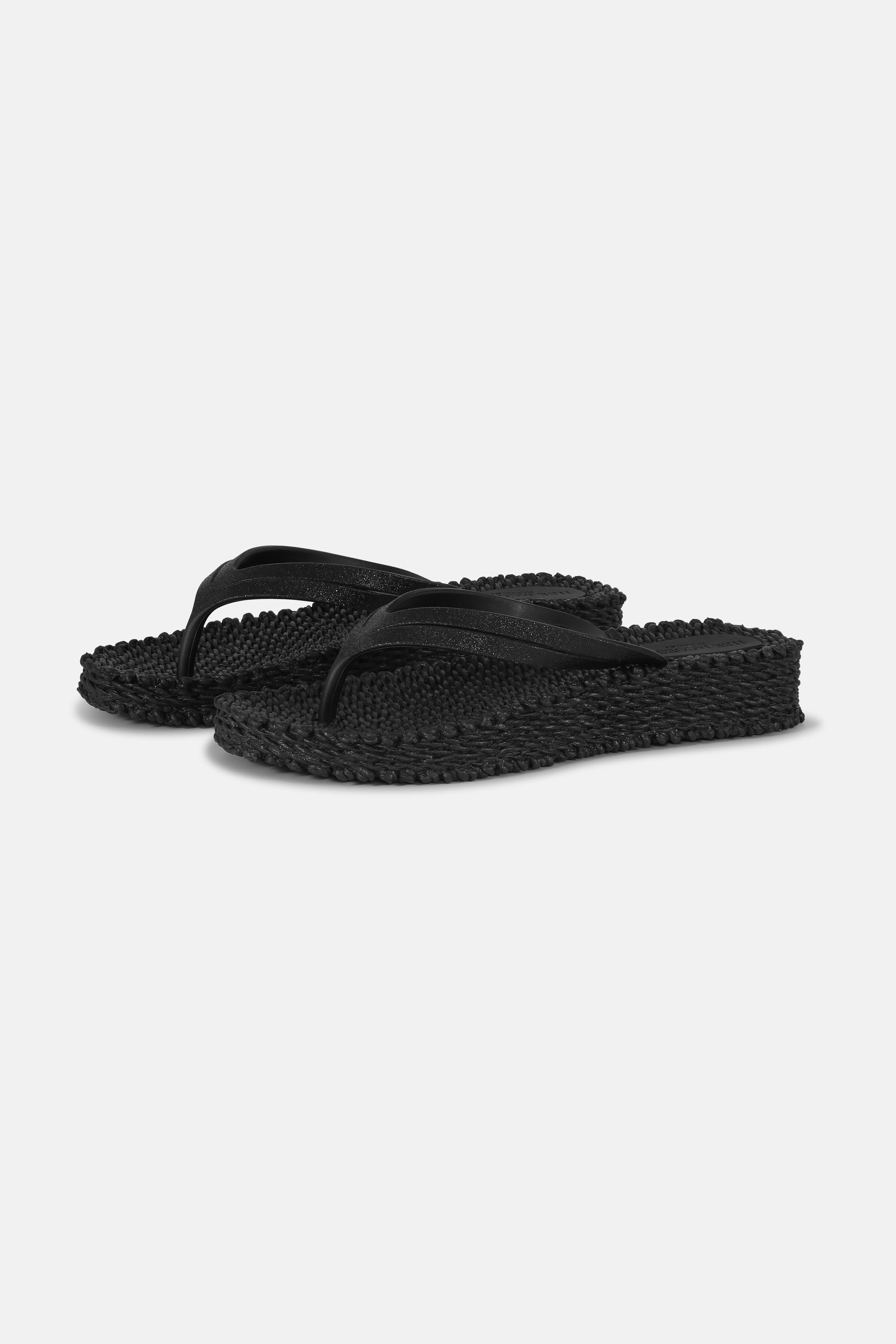 Platform Flip-flops Glitter - Black