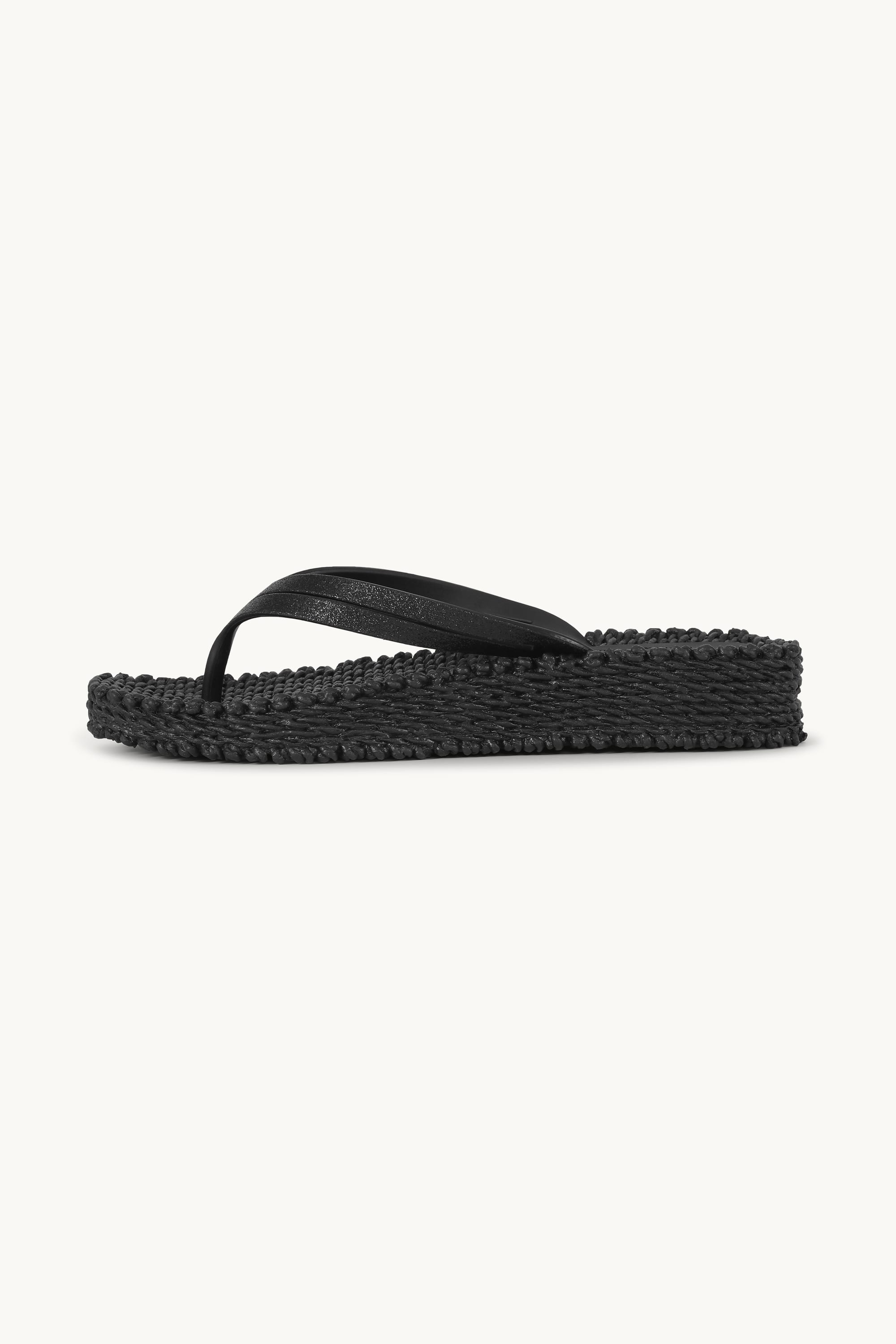 Platform Flip-flops Glitter - Black