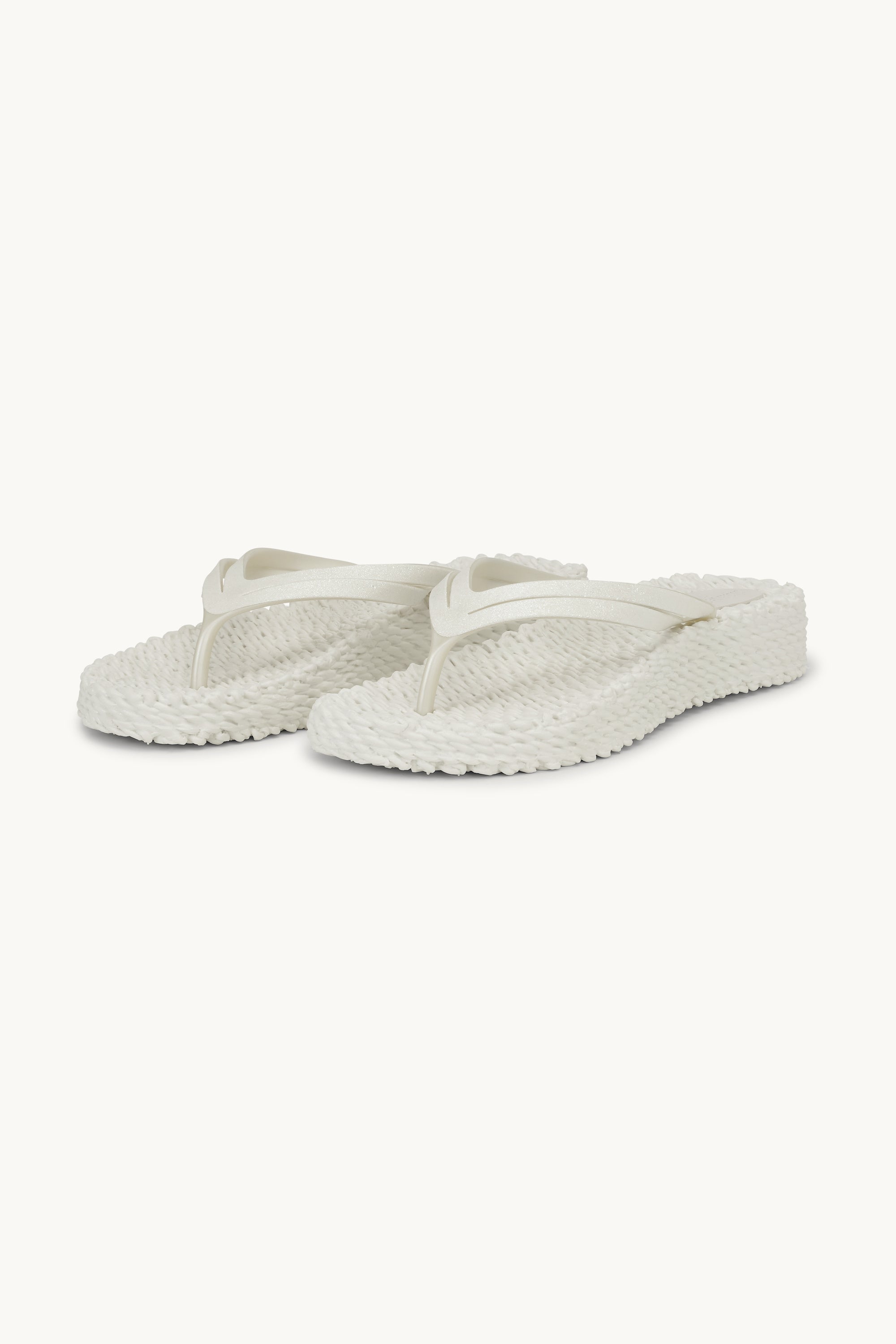 Chanclas con Plataforma Brillantes - Creme