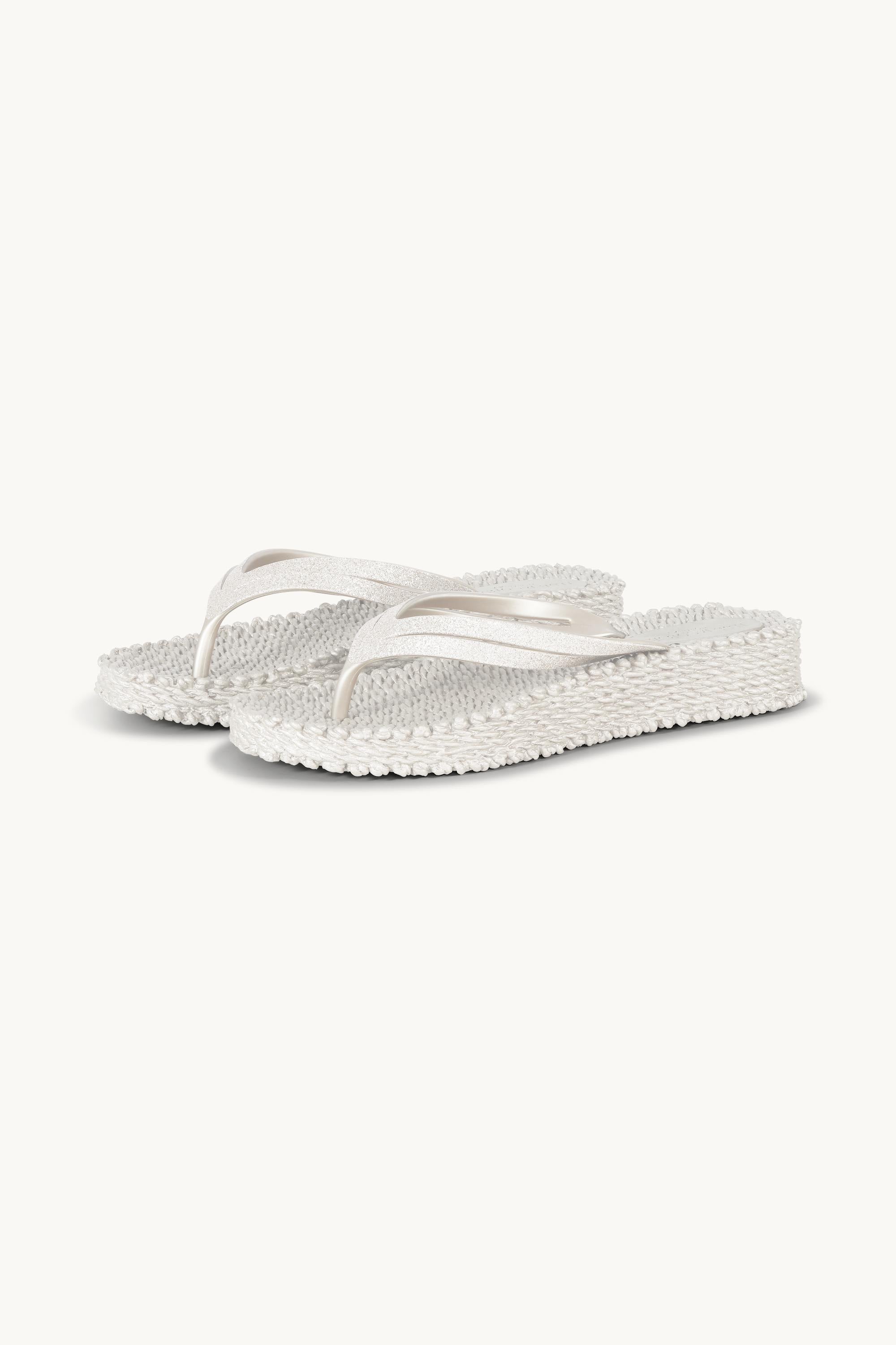 Chanclas con Plataforma Brillantes - Creme