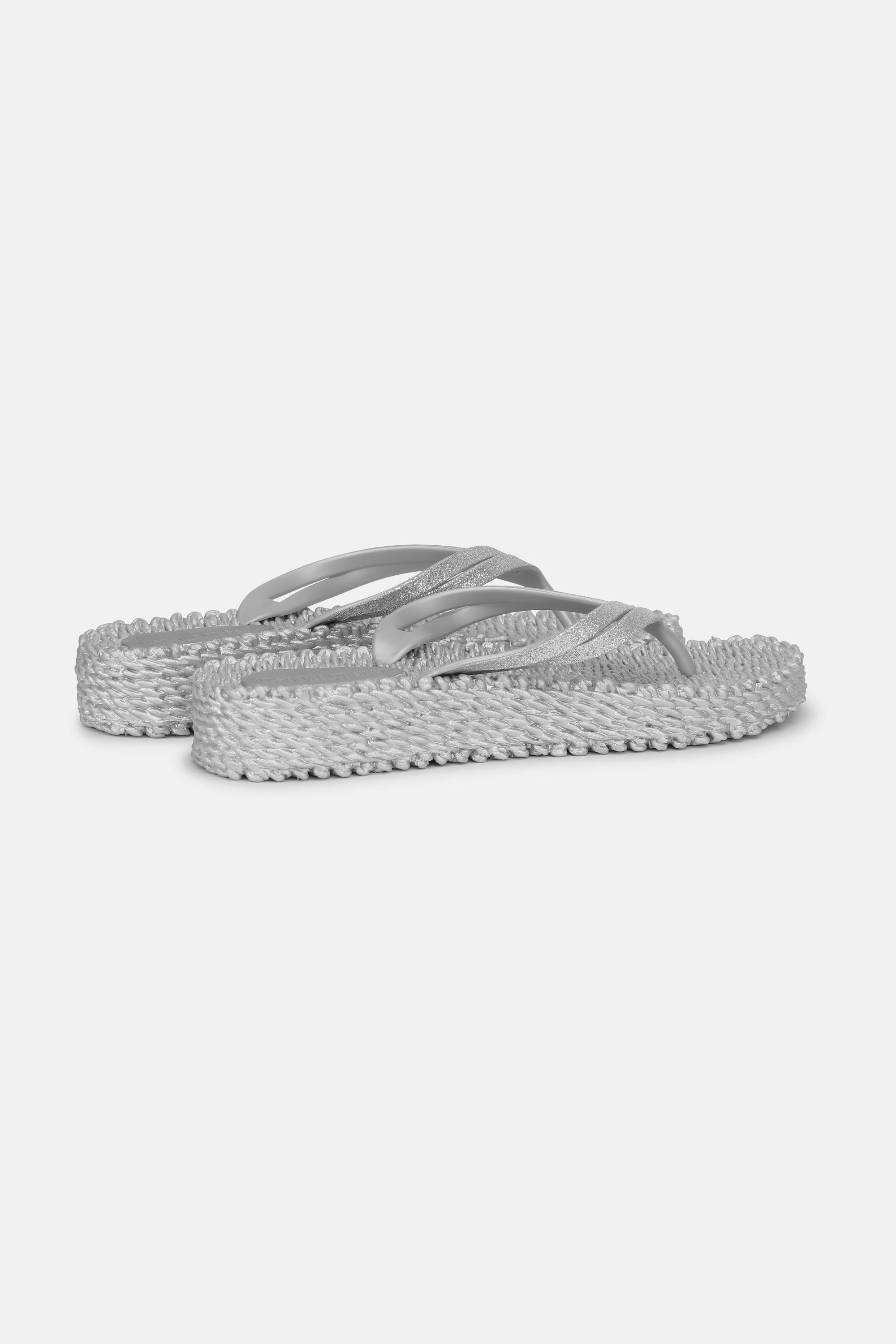Chanclas con Plataforma Brillantes - Silver