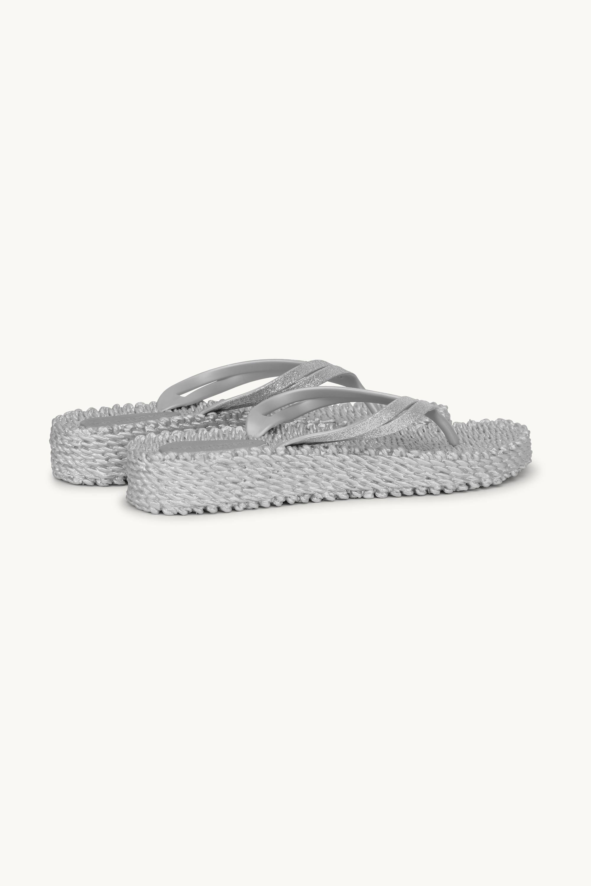 Platform Flip-flops Glitter - Silver
