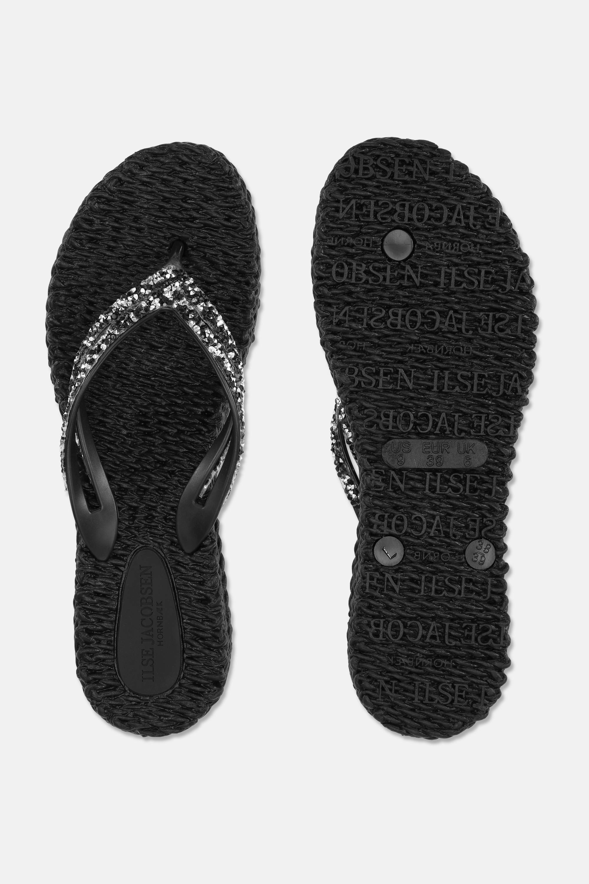 Platform Flip-flops Glitter Stones - Black