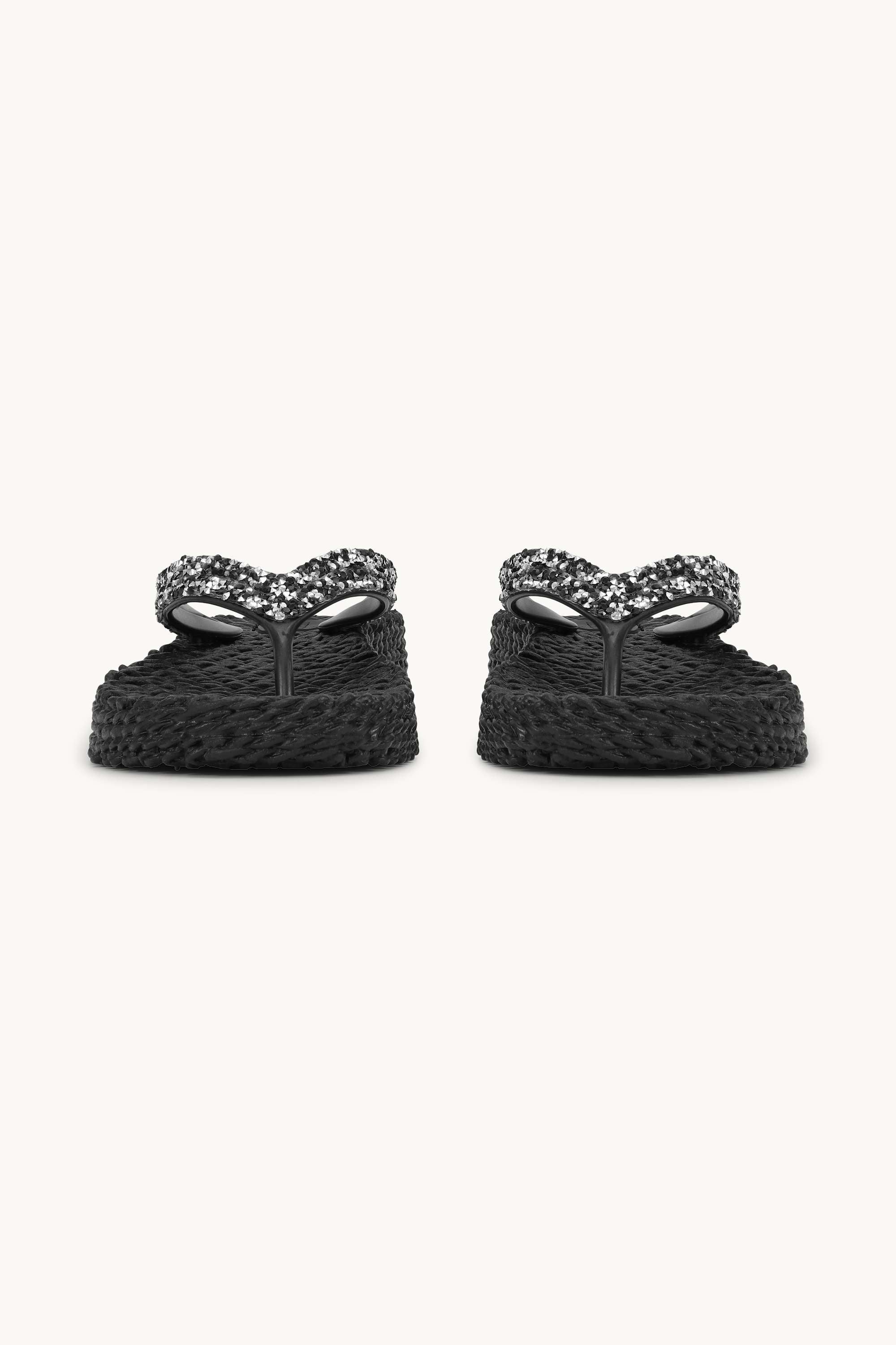 Chanclas con Plataforma Piedras Brillantes - Black