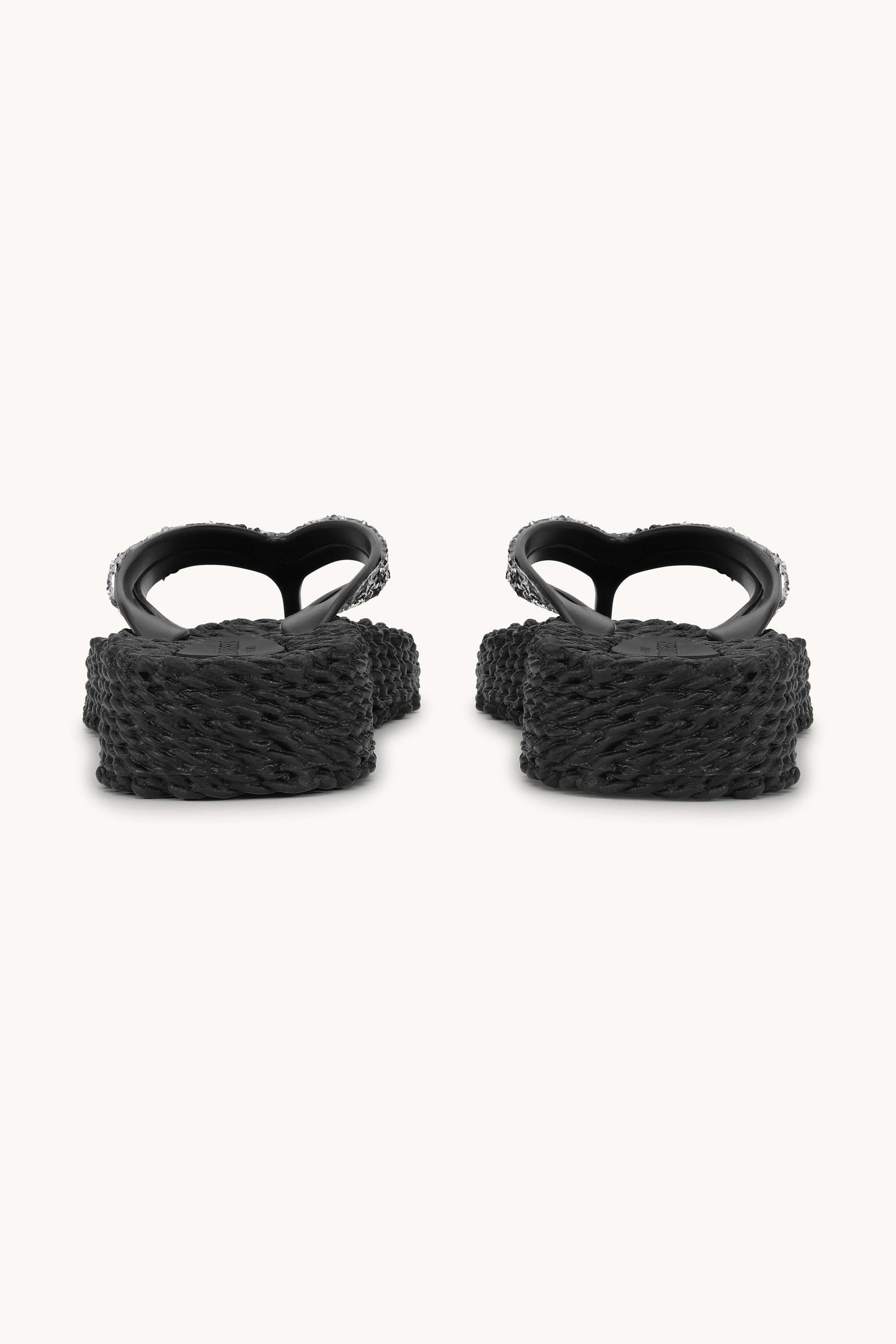 Chanclas con Plataforma Piedras Brillantes - Black