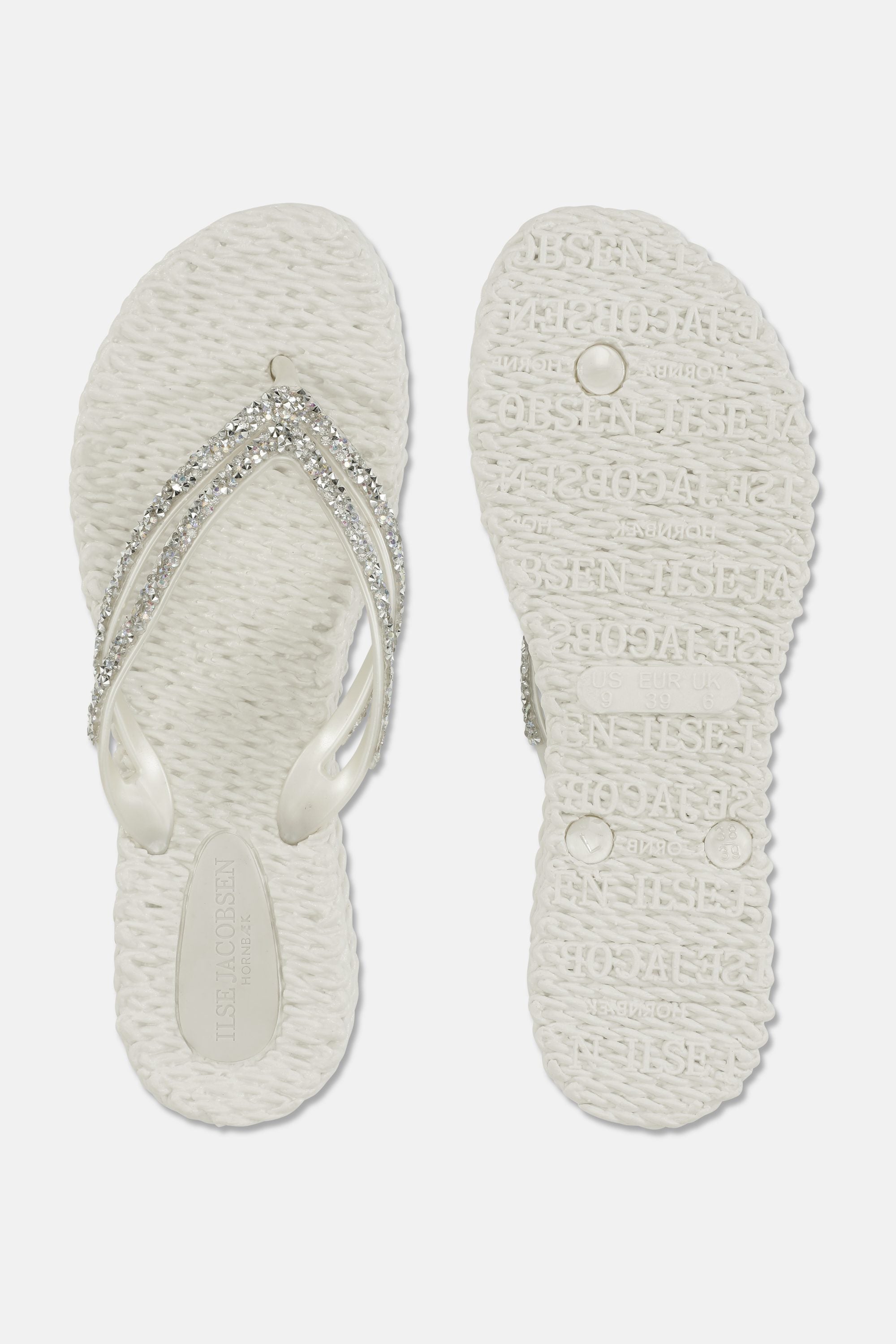 Chanclas con Plataforma Piedras Brillantes - Creme