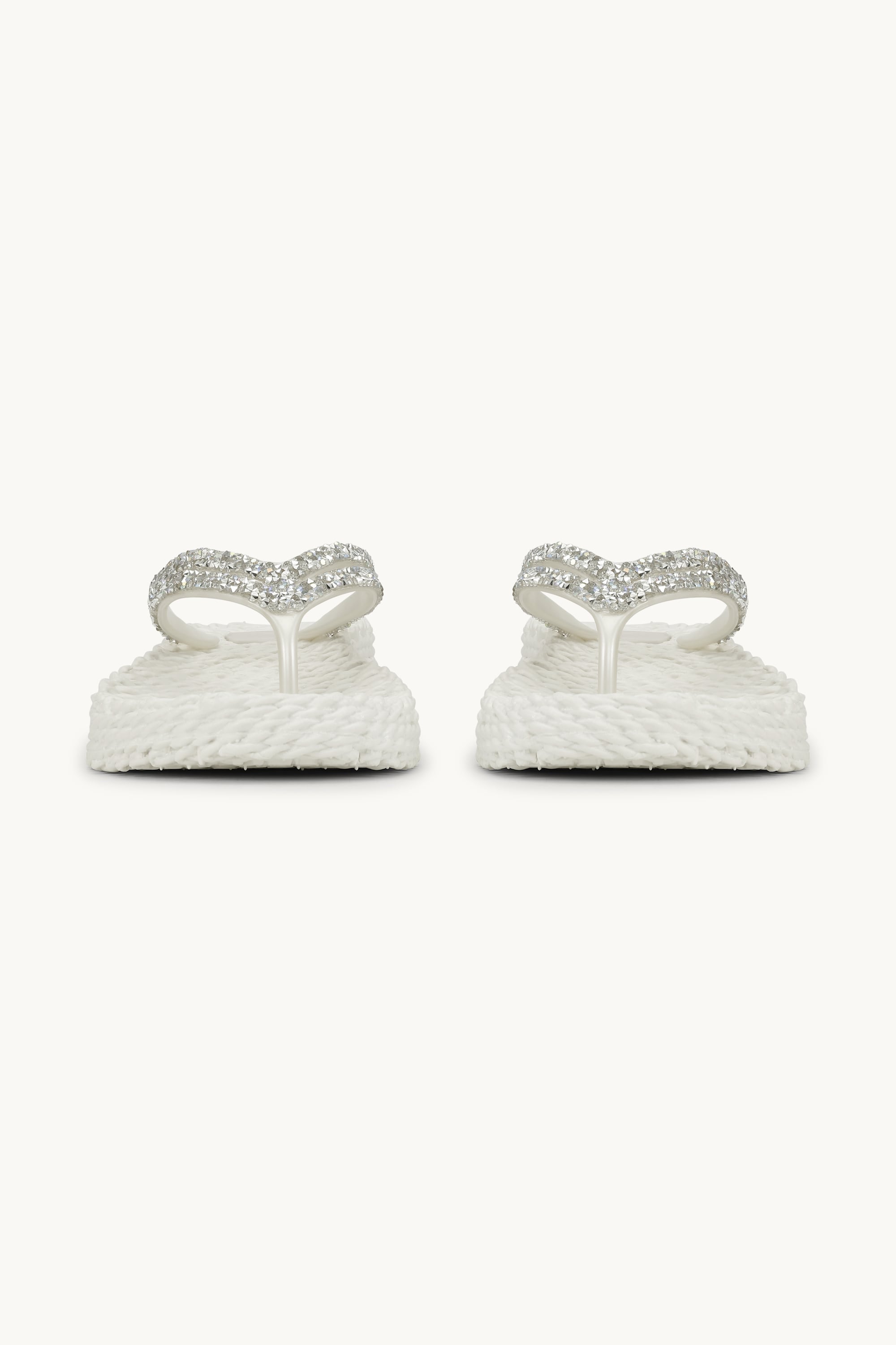 Chanclas con Plataforma Piedras Brillantes - Creme