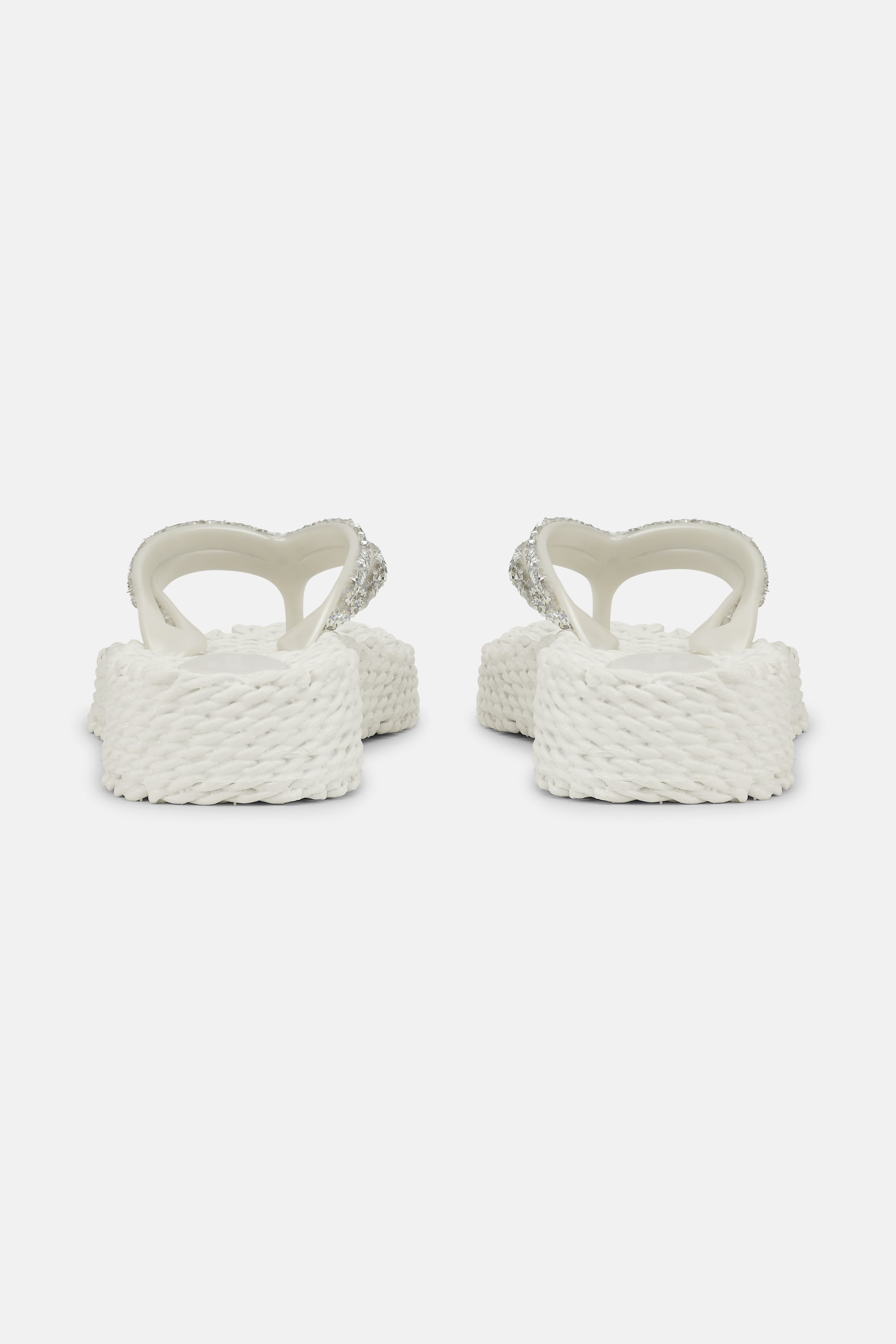 Chanclas con Plataforma Piedras Brillantes - Creme
