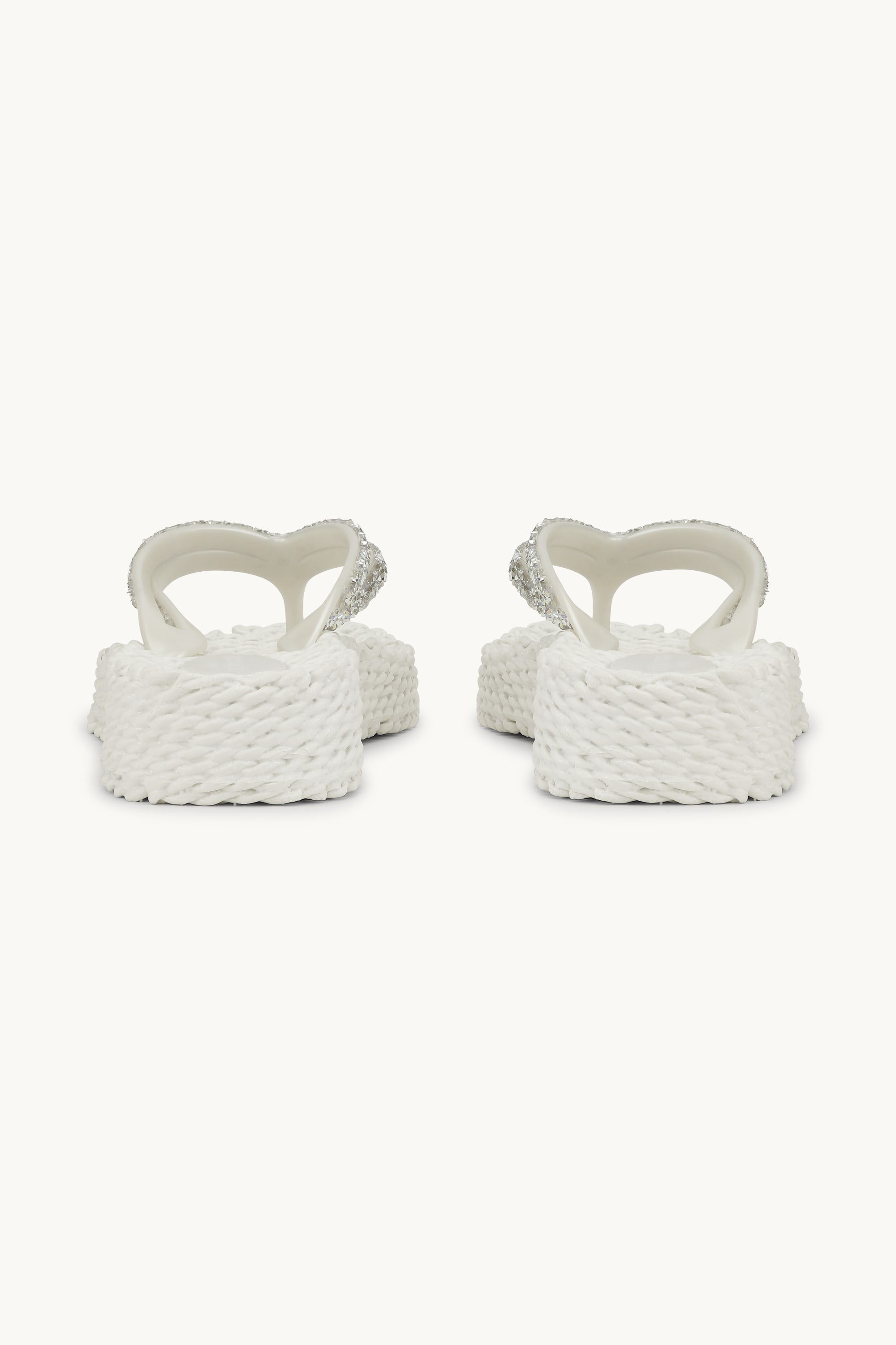 Chanclas con Plataforma Piedras Brillantes - Creme