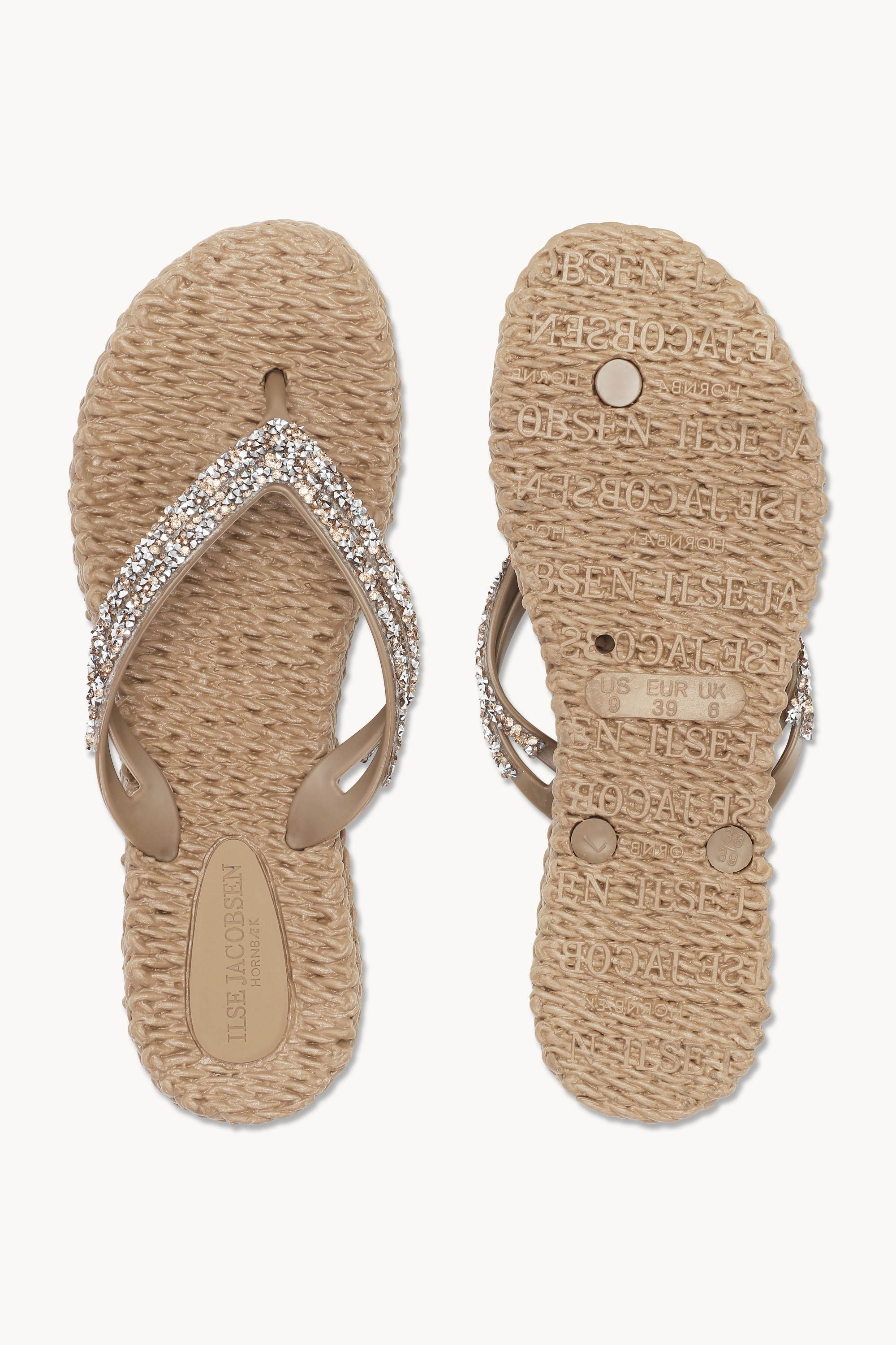 Chanclas con Plataforma Piedras Brillantes - Mocca