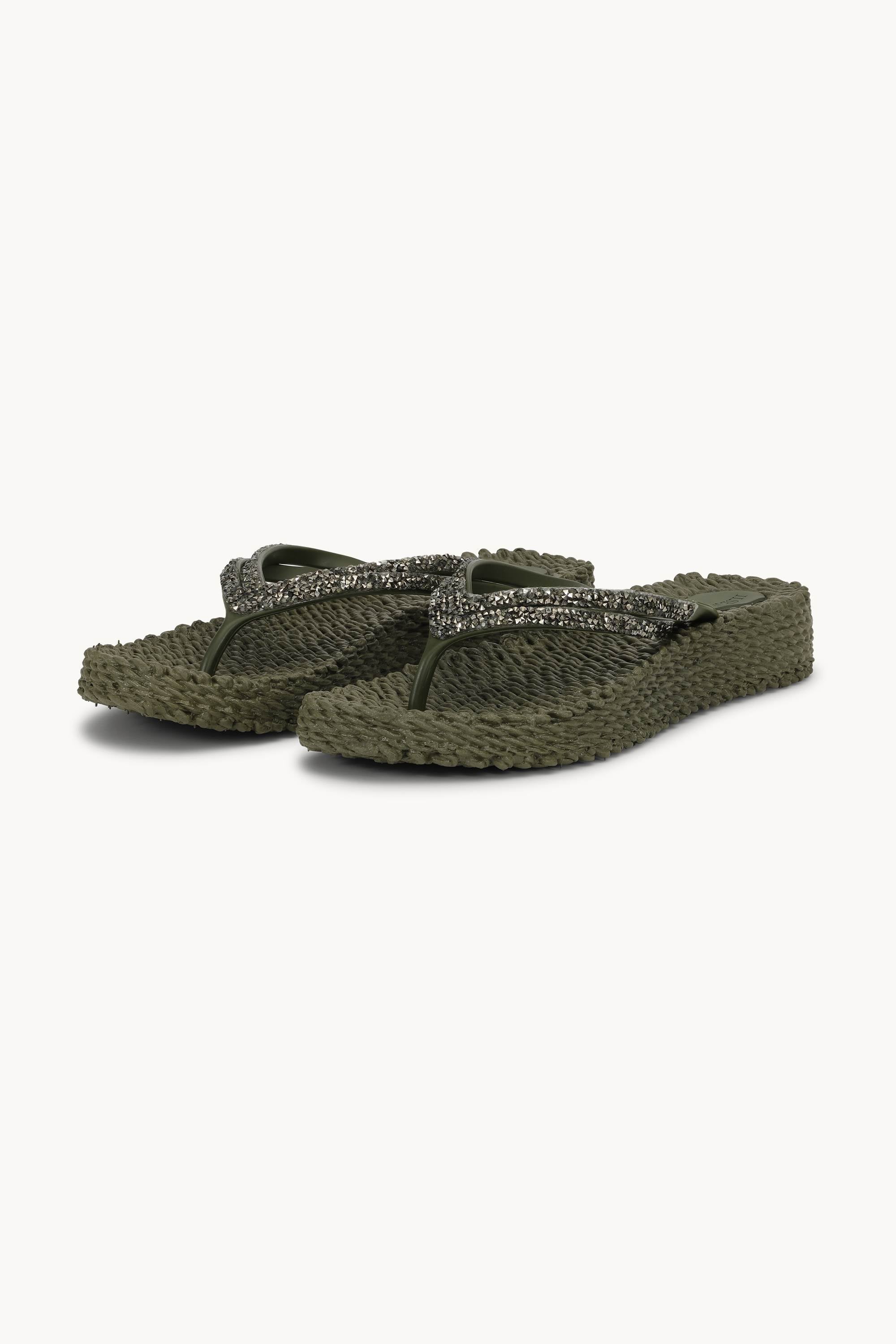 Chanclas con Plataforma Piedras Brillantes - Army
