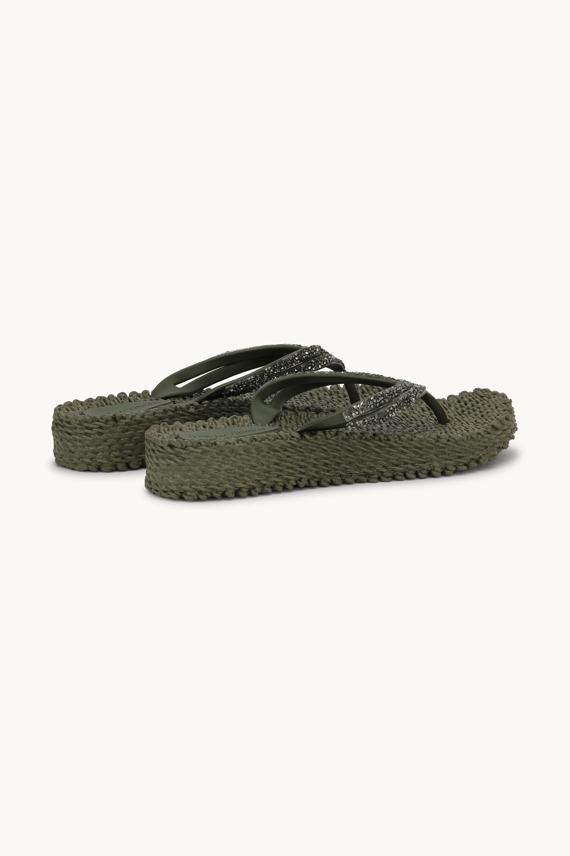 Chanclas con Plataforma Piedras Brillantes - Army