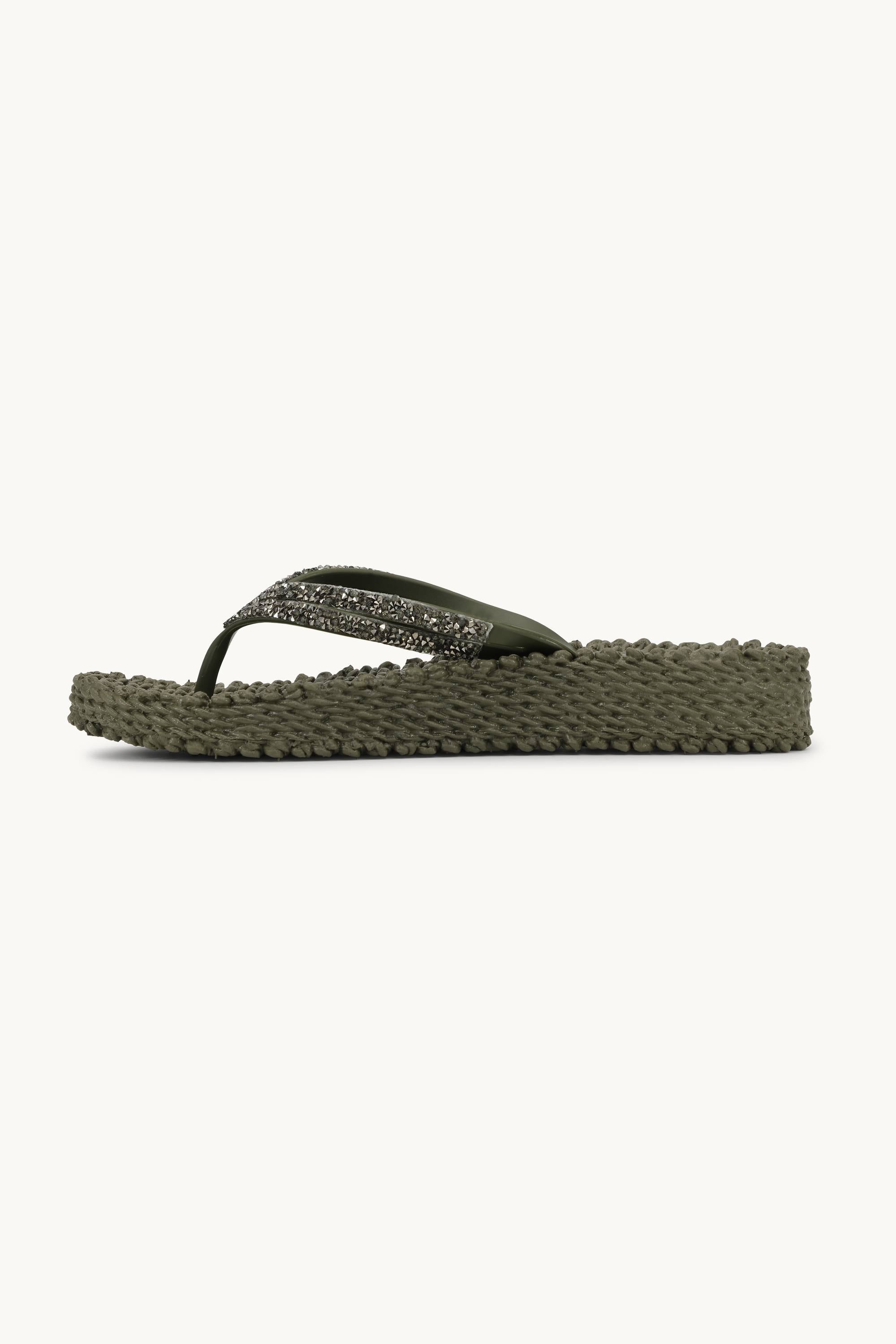 Chanclas con Plataforma Piedras Brillantes - Army