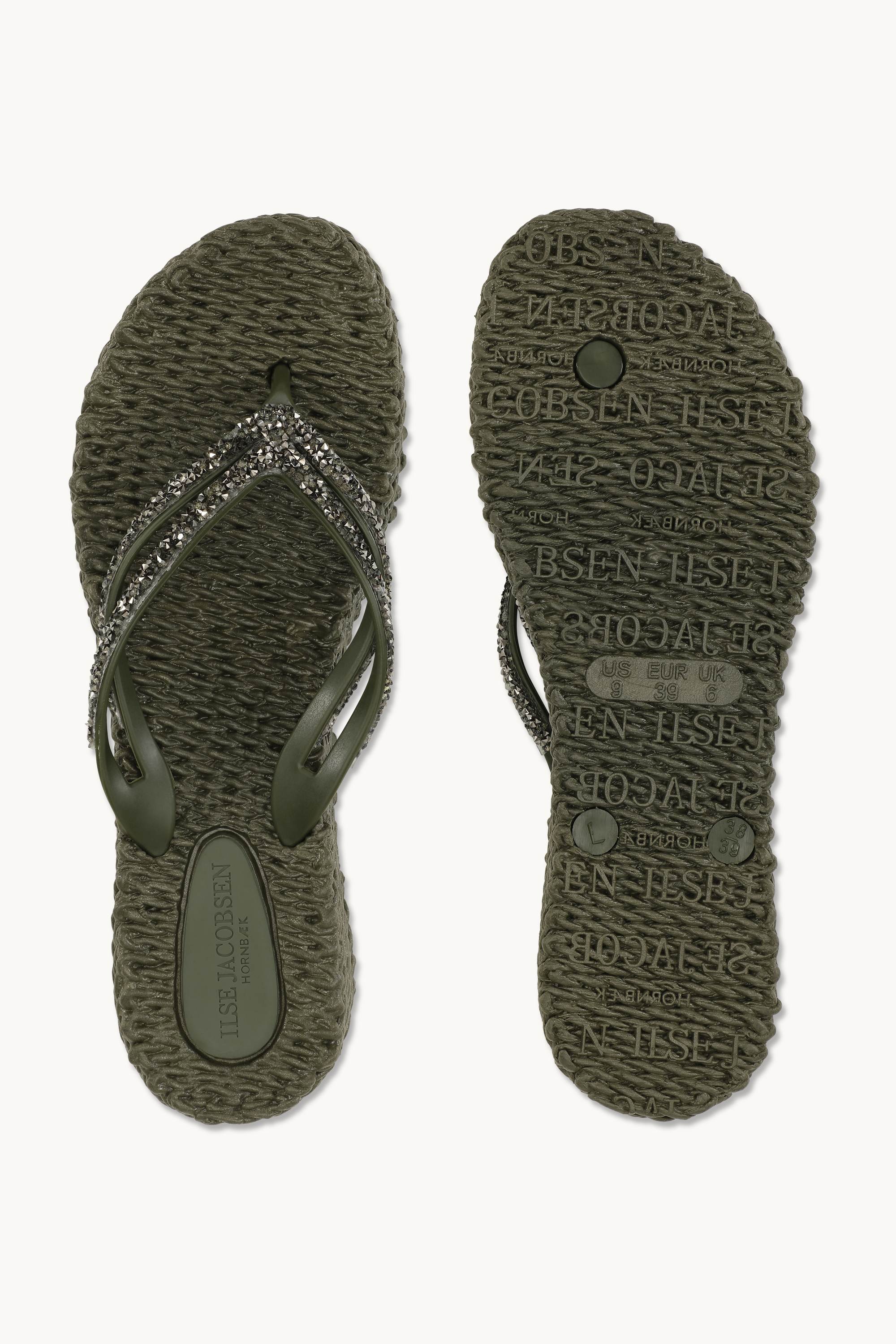 Chanclas con Plataforma Piedras Brillantes - Army