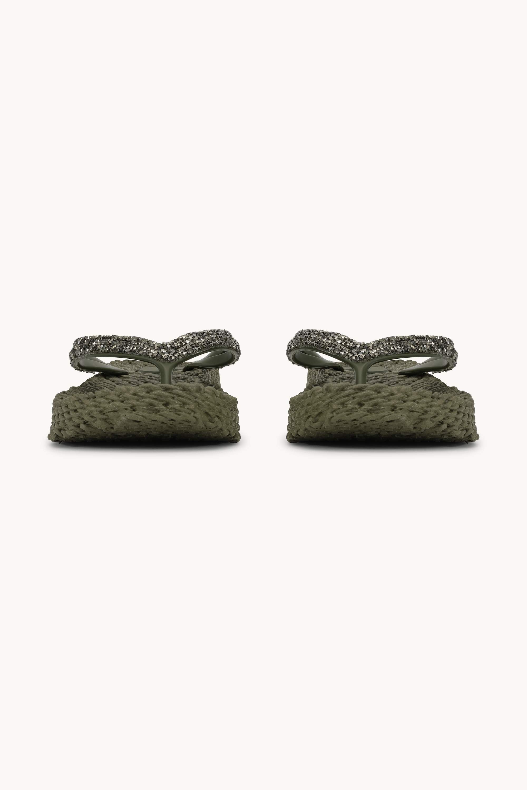 Chanclas con Plataforma Piedras Brillantes - Army