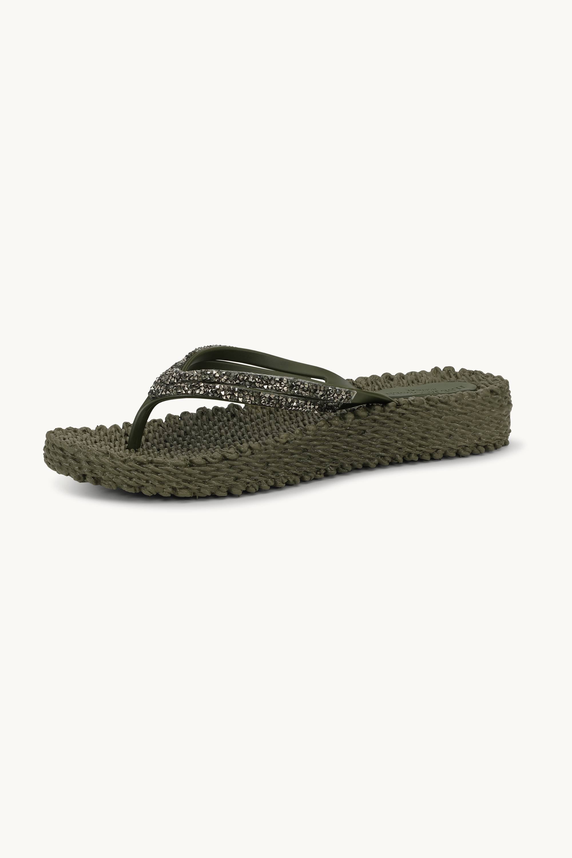 Chanclas con Plataforma Piedras Brillantes - Army